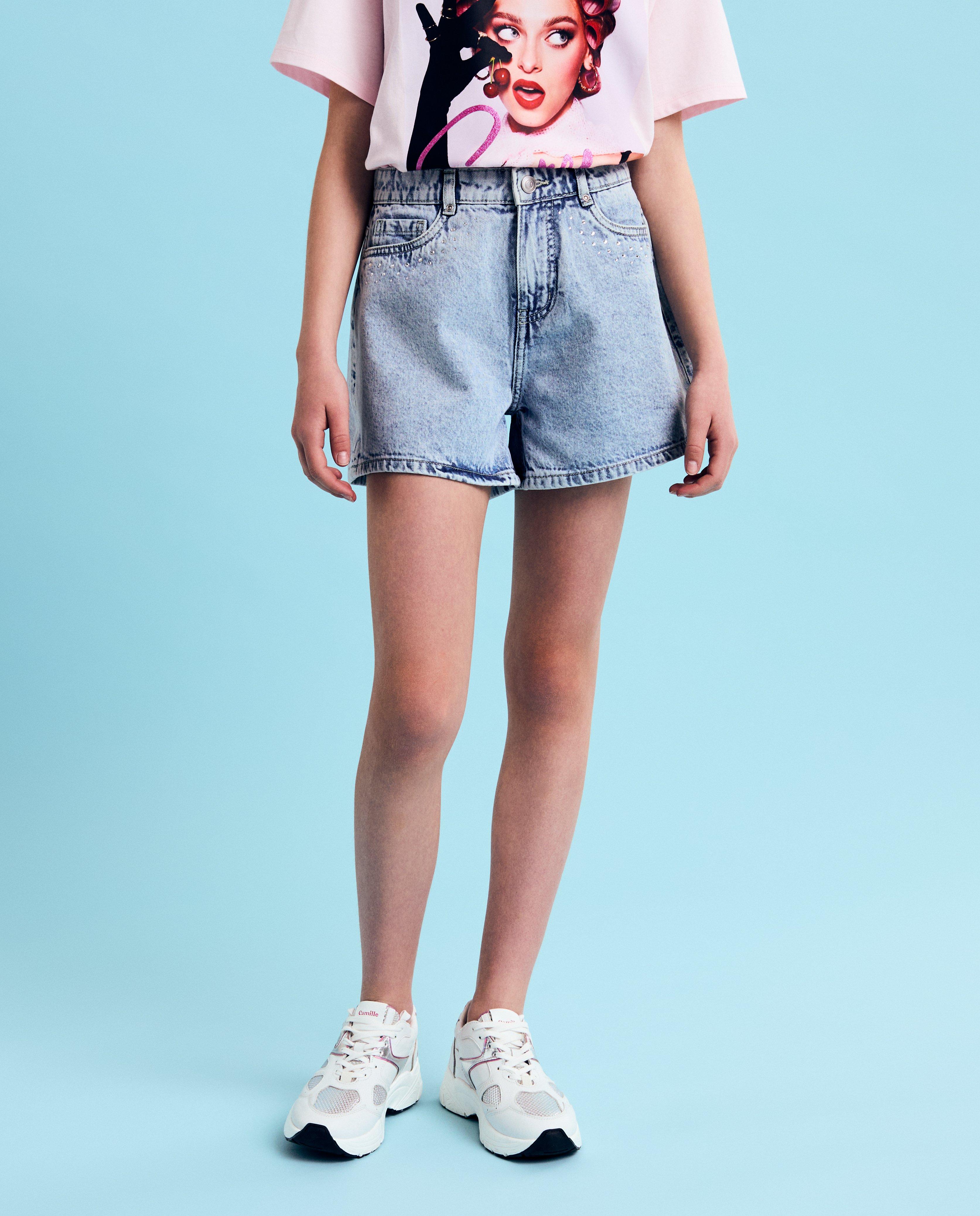 Shorts - Short en jean avec strass, 4-14 ans