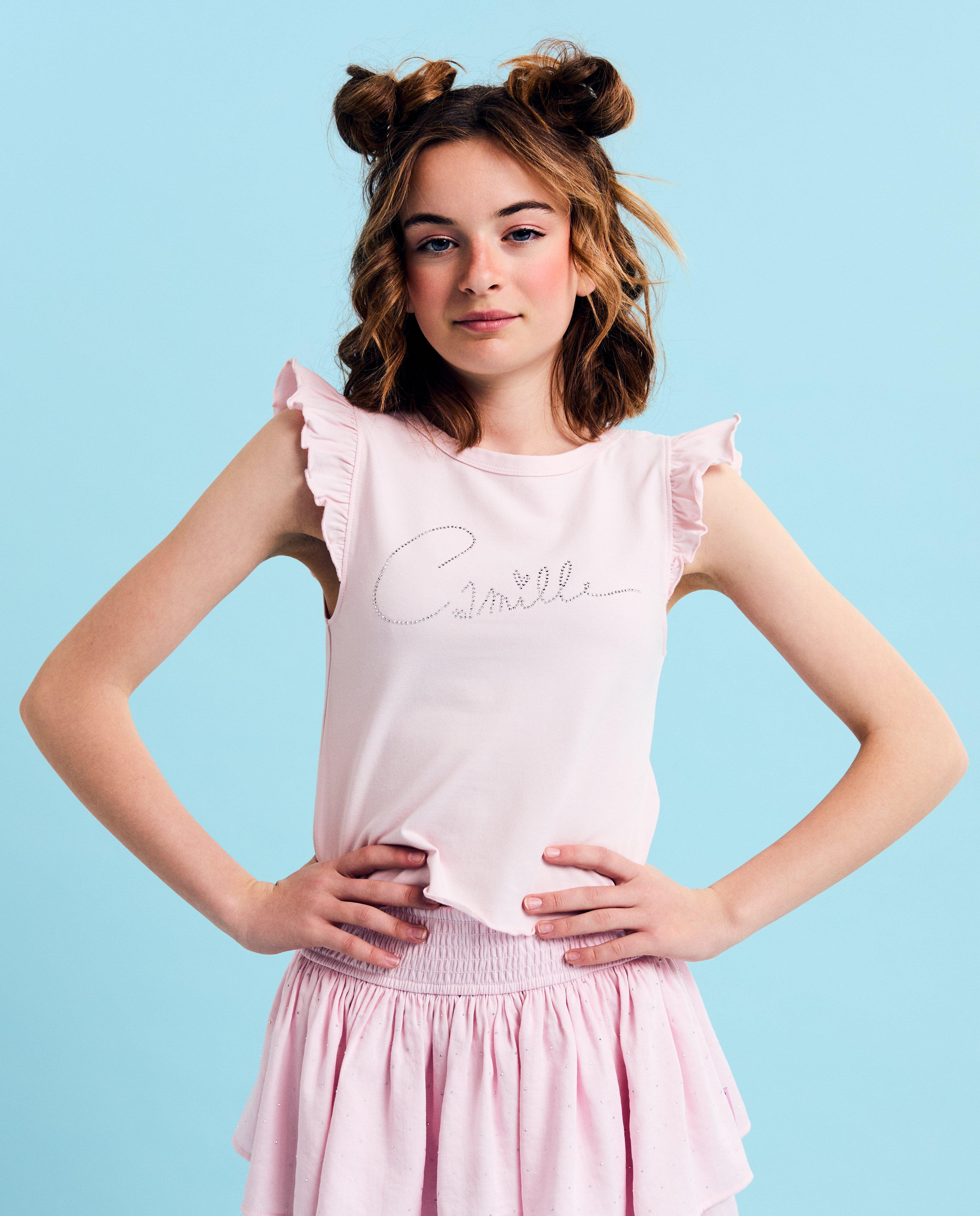 Top avec inscription en strass, 6-14 ans