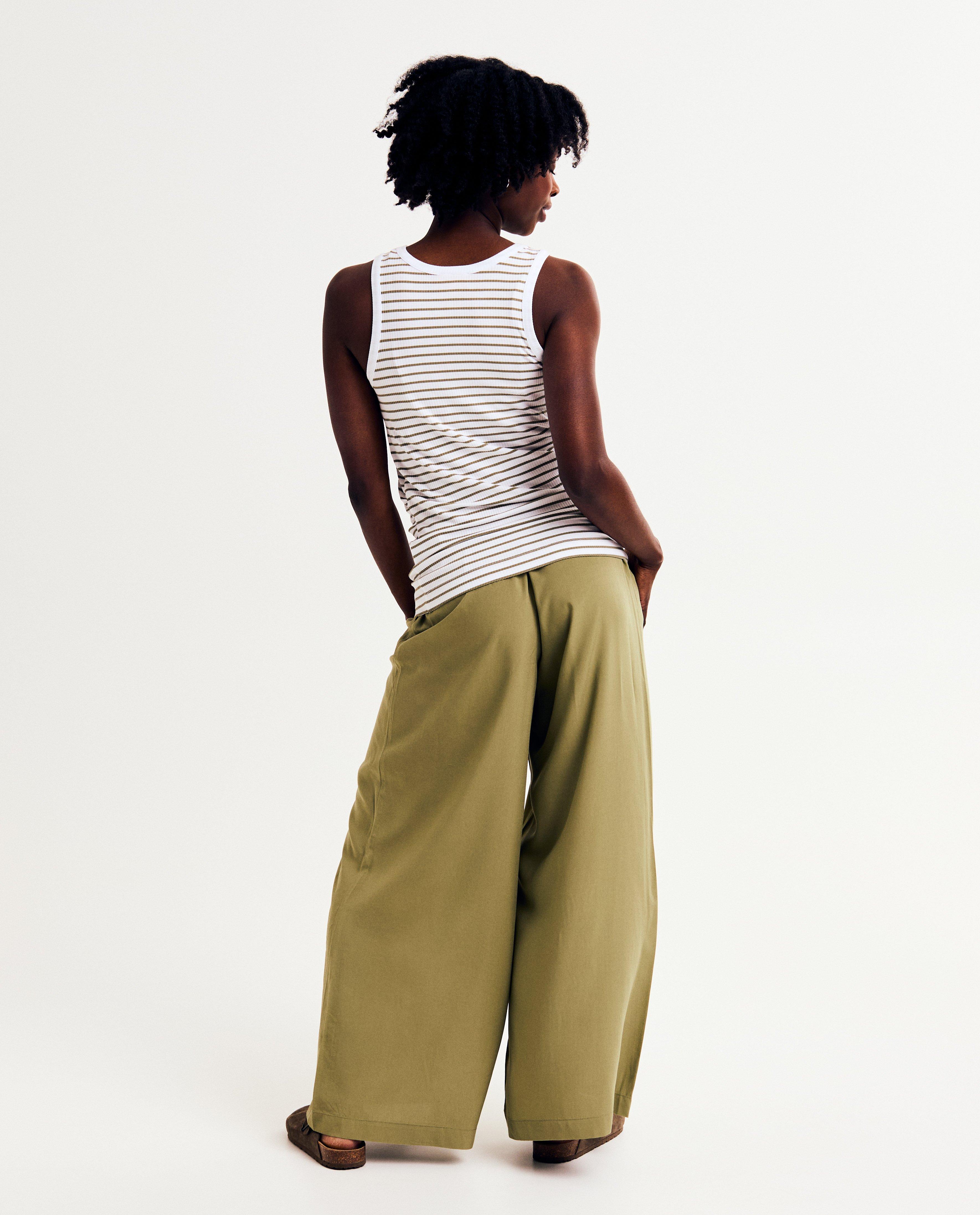Broeken - Groene zwangerschapsbroek, wide leg fit