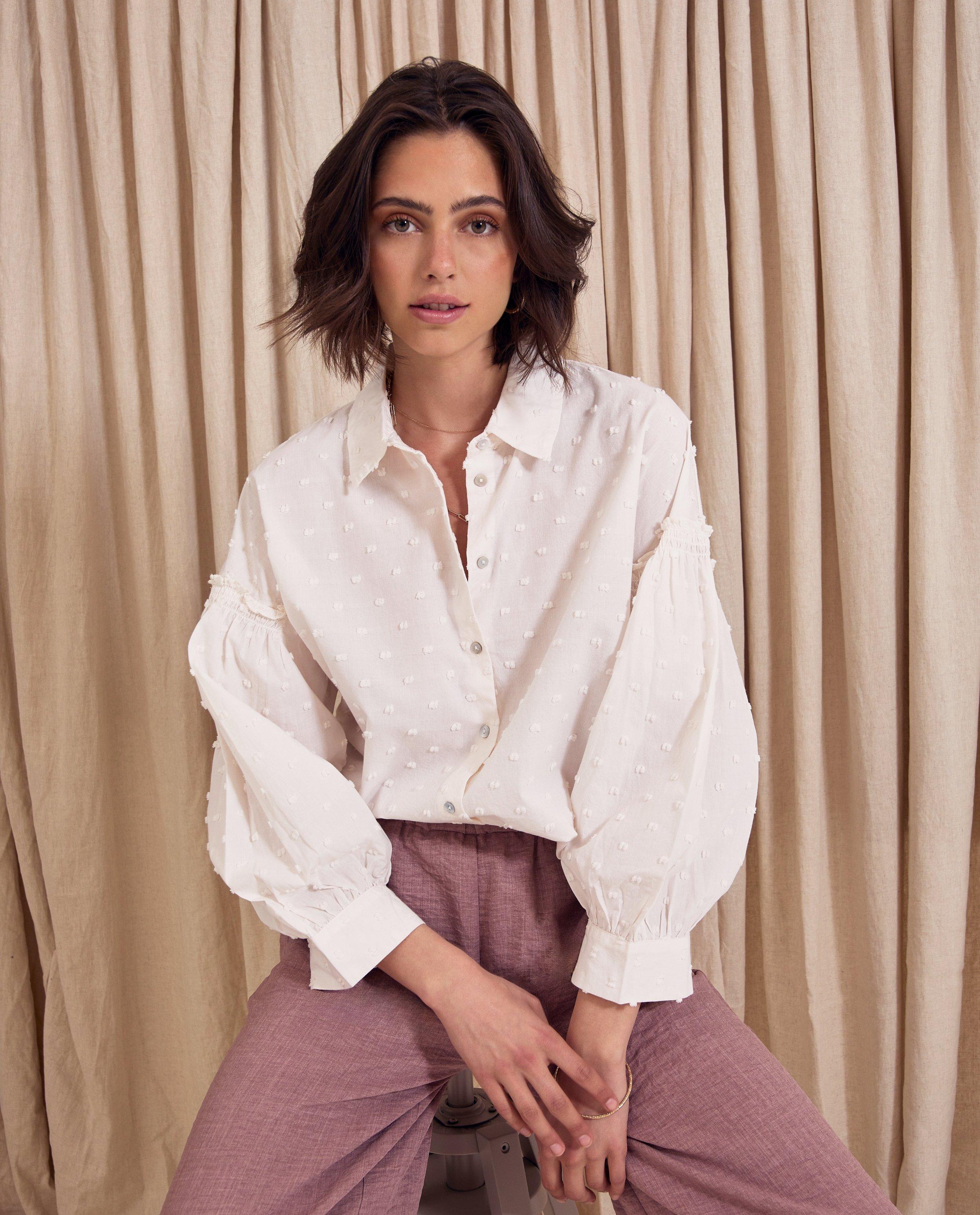 Witte blouse met reliëfpatroon - null - Peppercorn