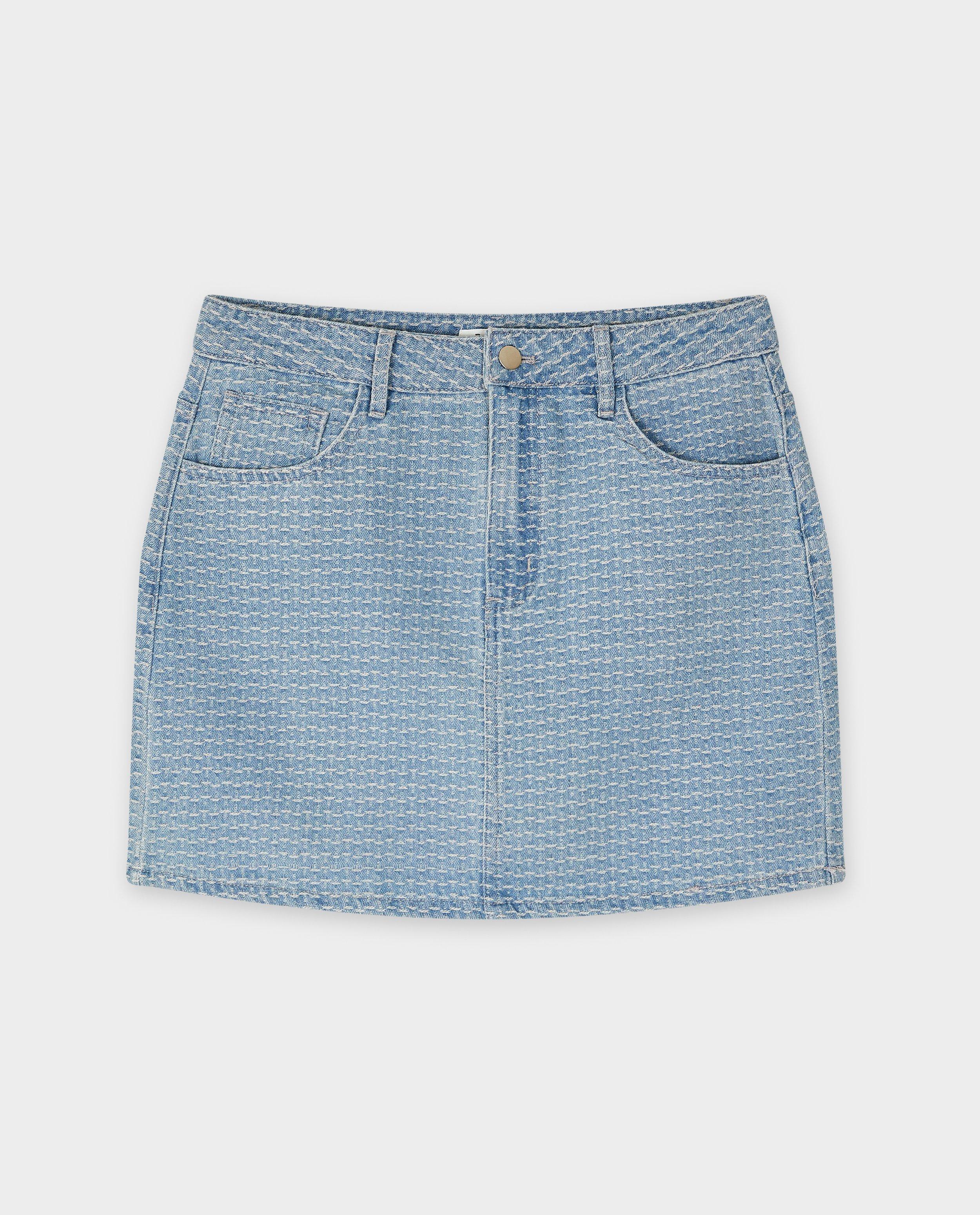 Rokken - Jeansrok met structuur