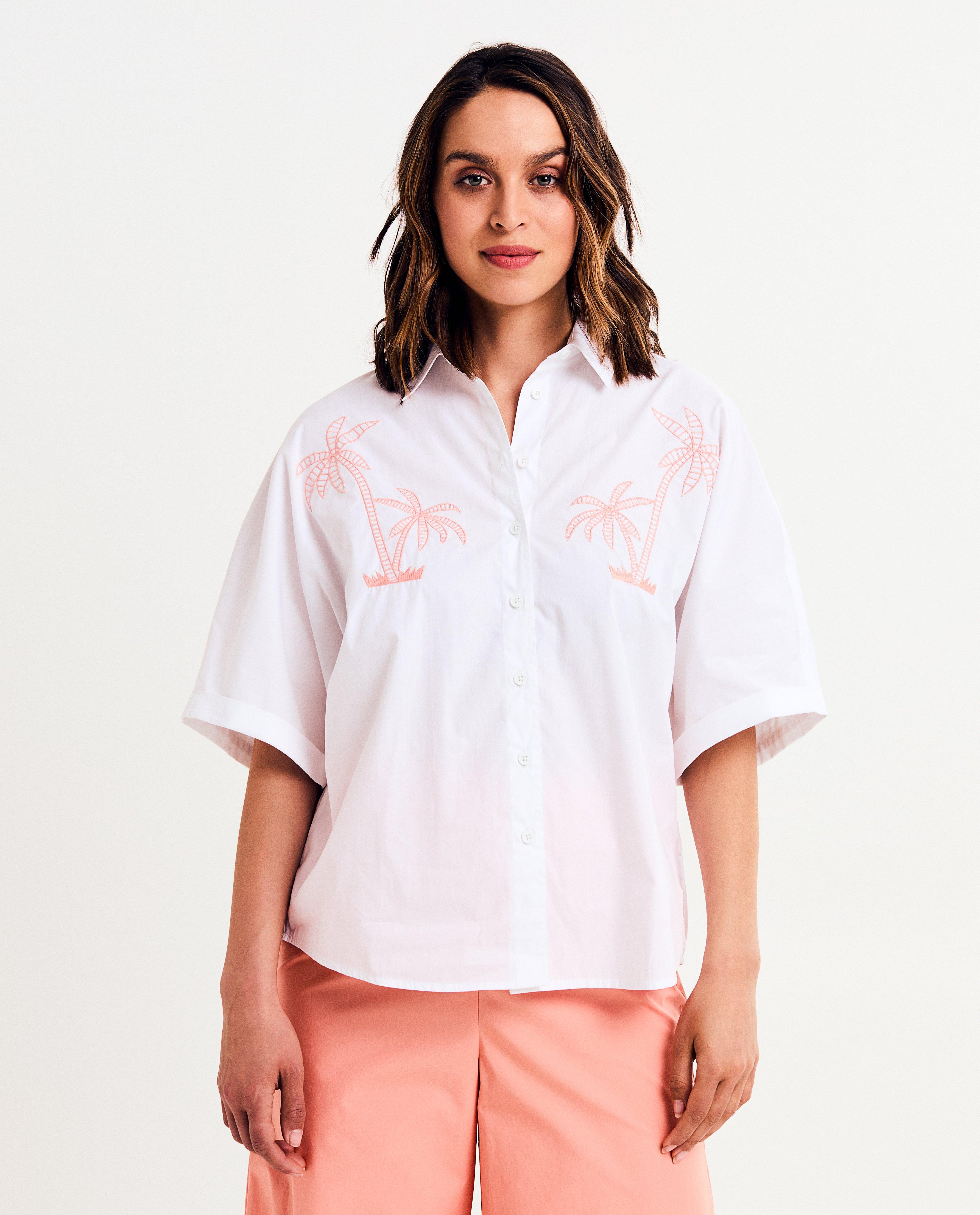 Chemises - Hemd met geborduurde palmbomen, oversized fit