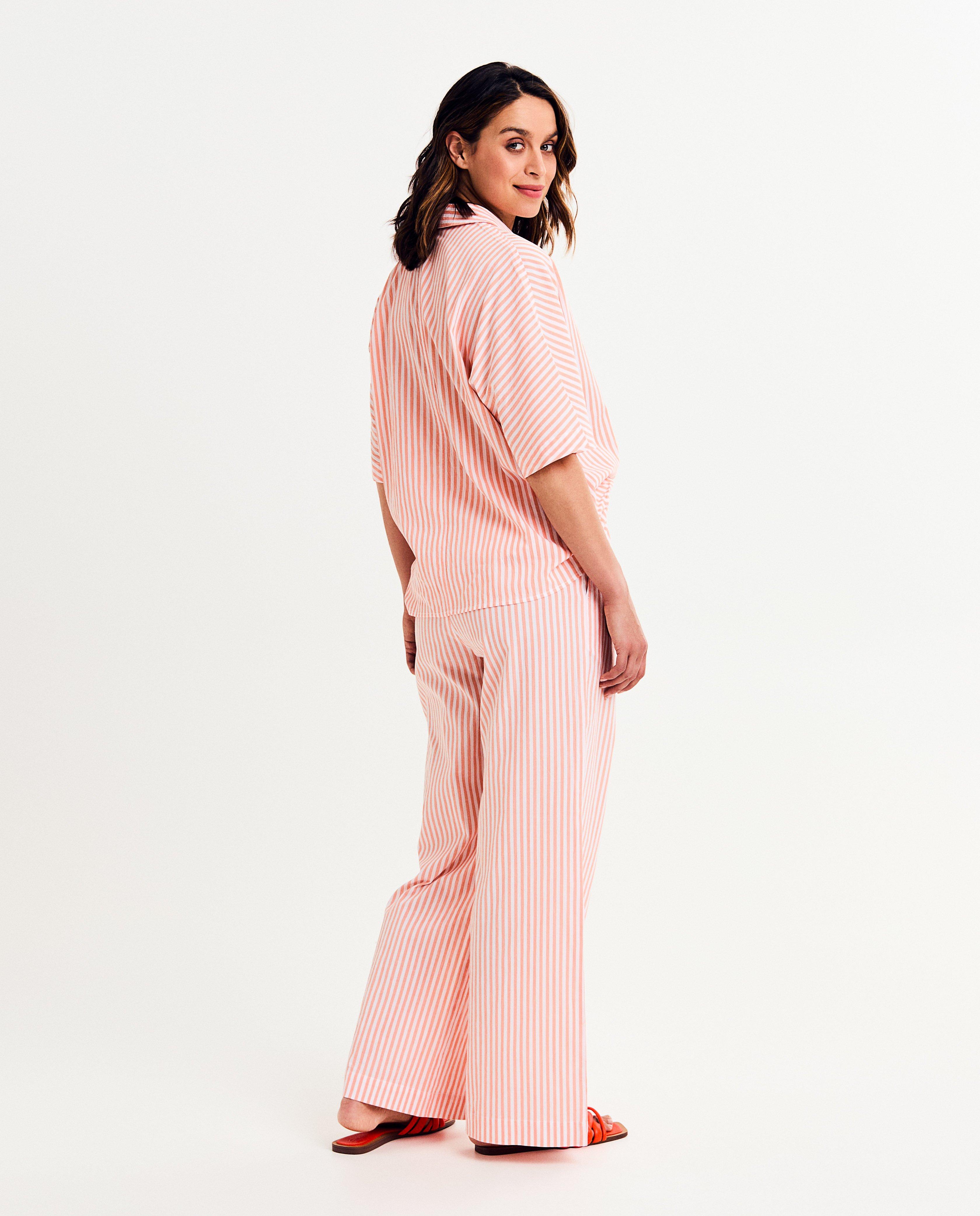 Hemden - Gestreept hemd met linnenlook, oversized fit