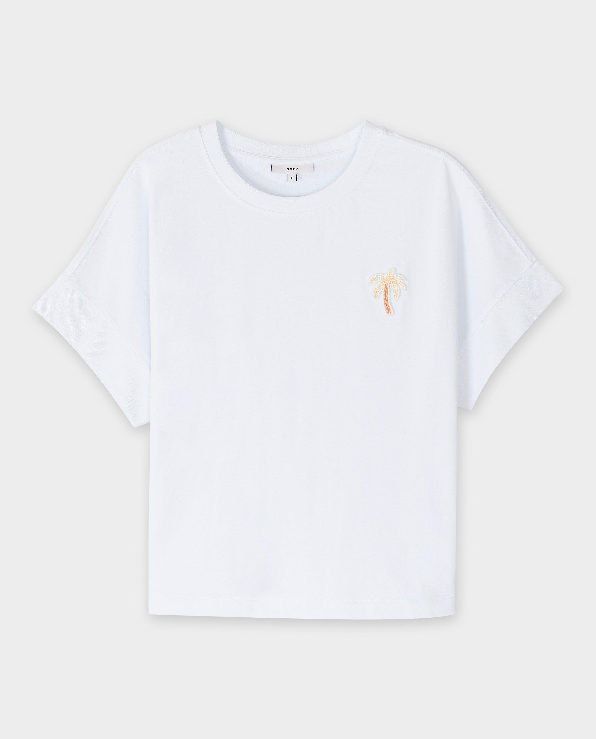 T-shirts - T-shirt met palmboom van parels, loose fit