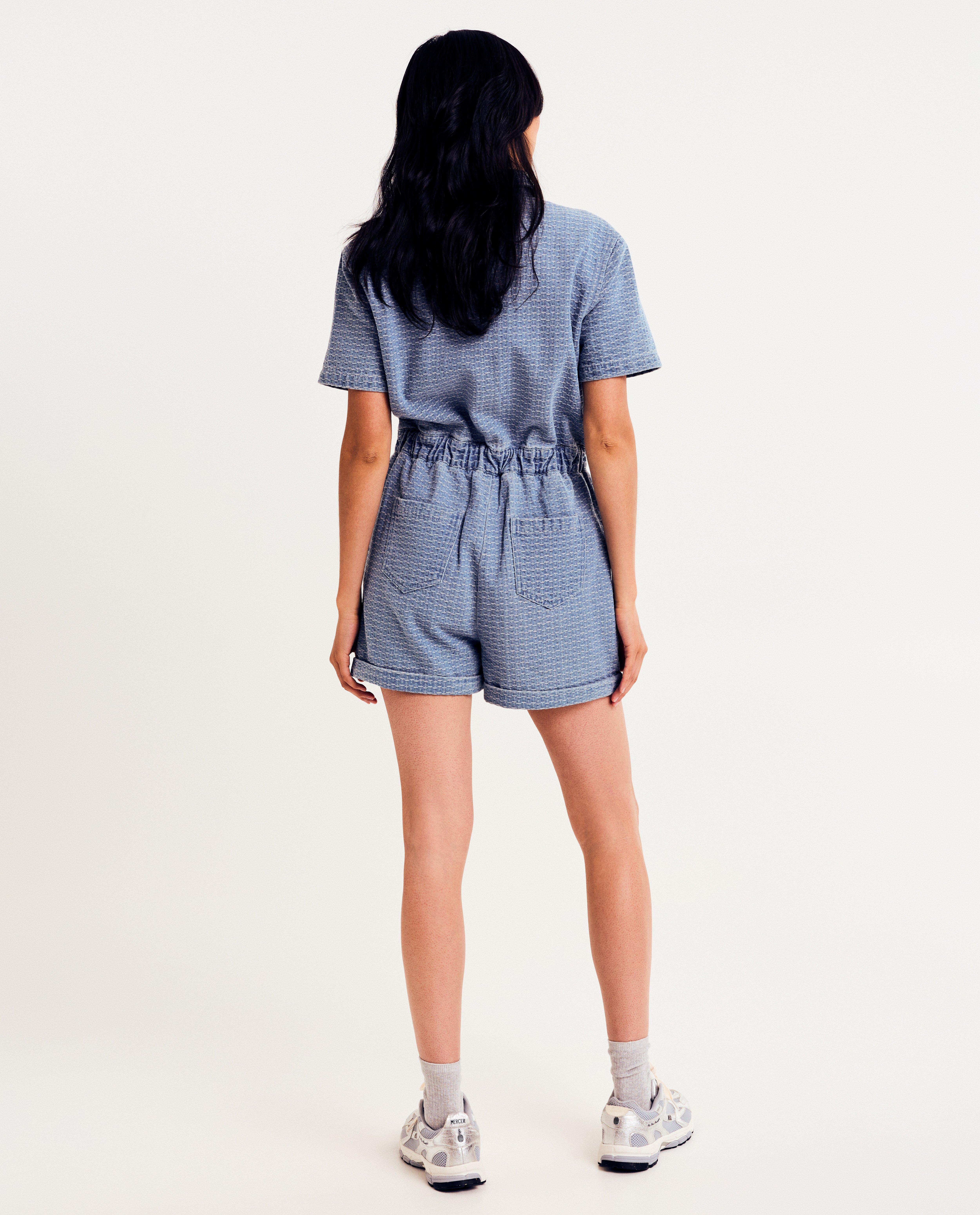 Jumpsuit - Playsuit van jeans met structuur