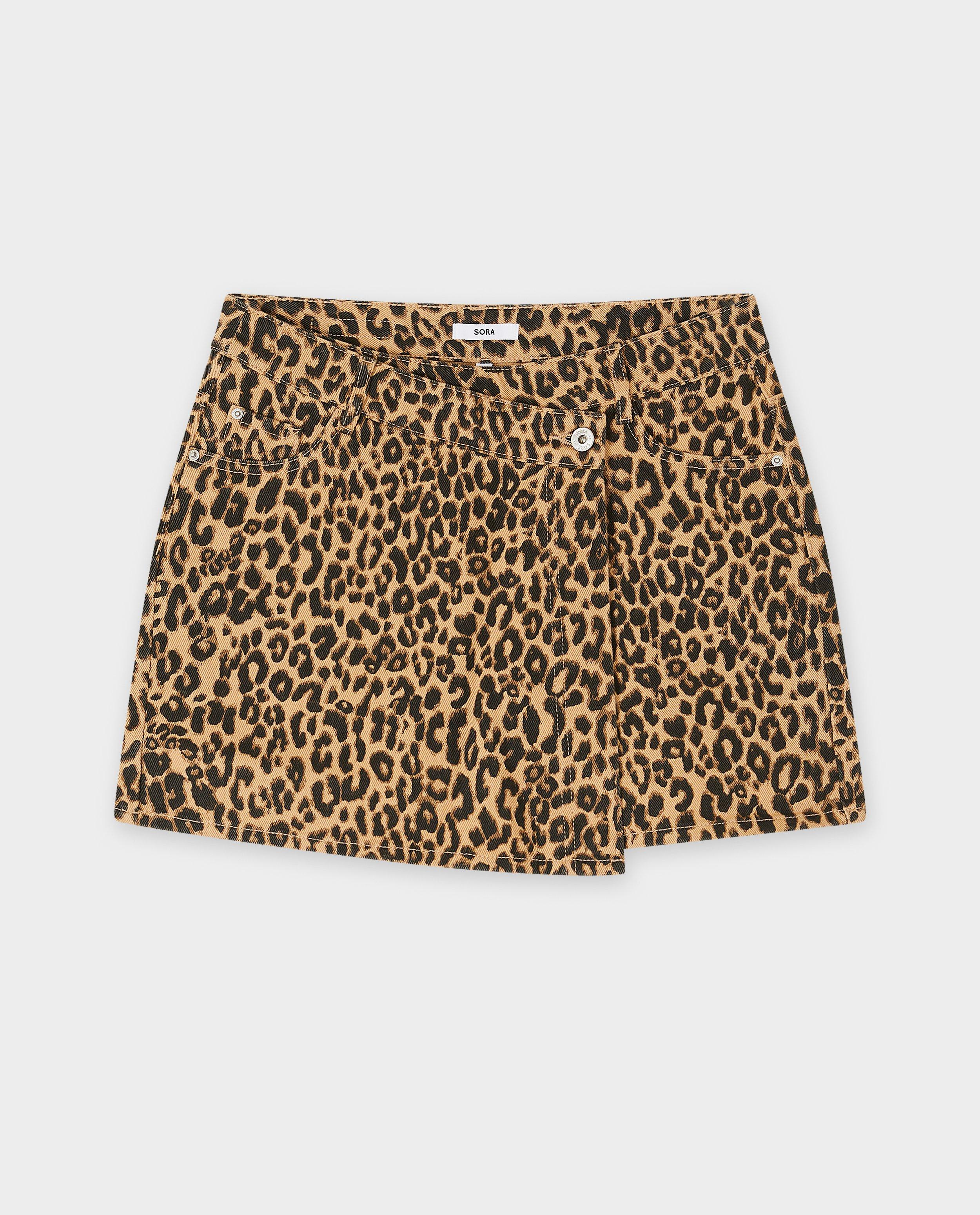 Shorts - Short en jean avec imprimé léopard