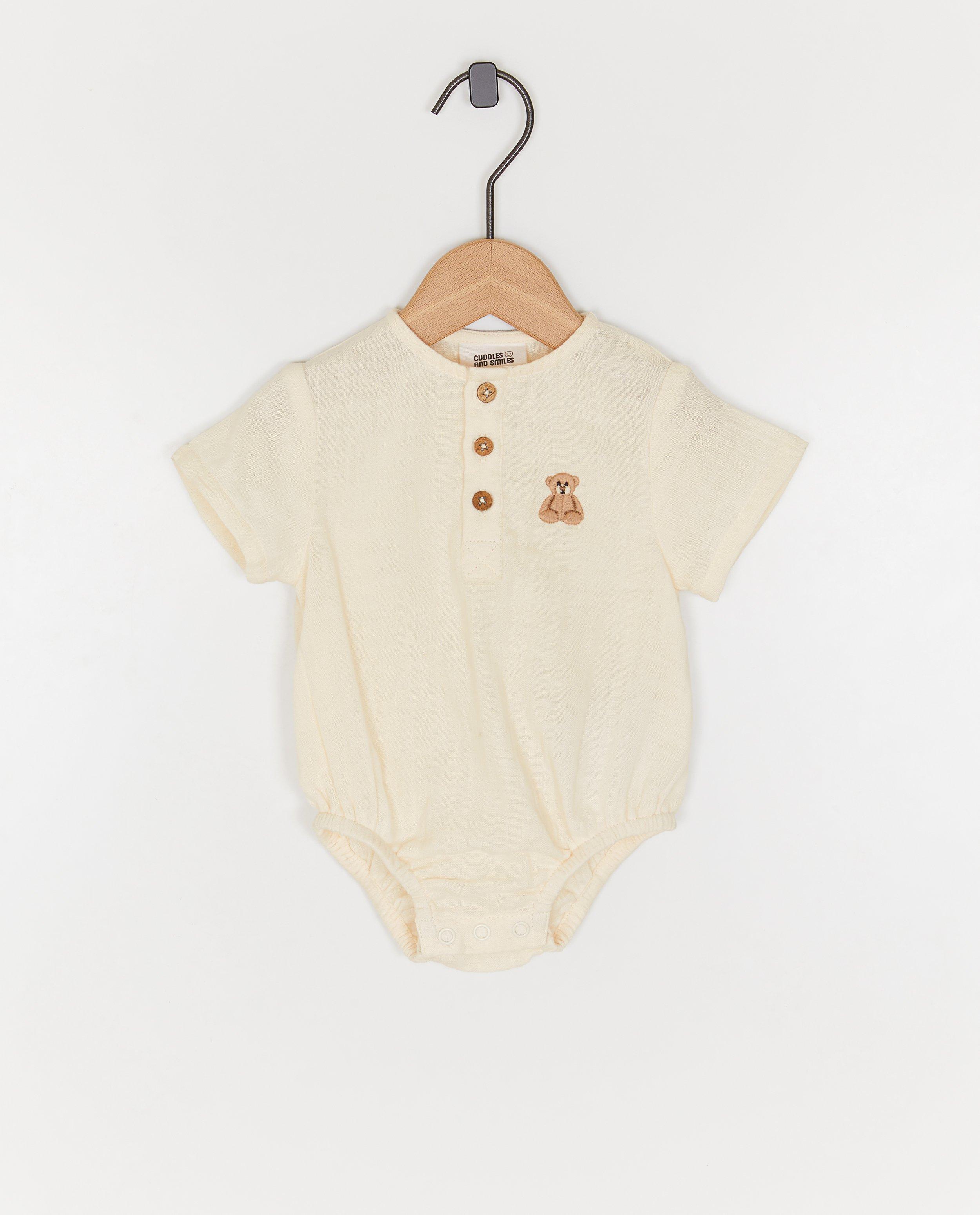 Tetra romper met geborduurde teddybeer - Product Detail - wit - afbeelding nummer 3