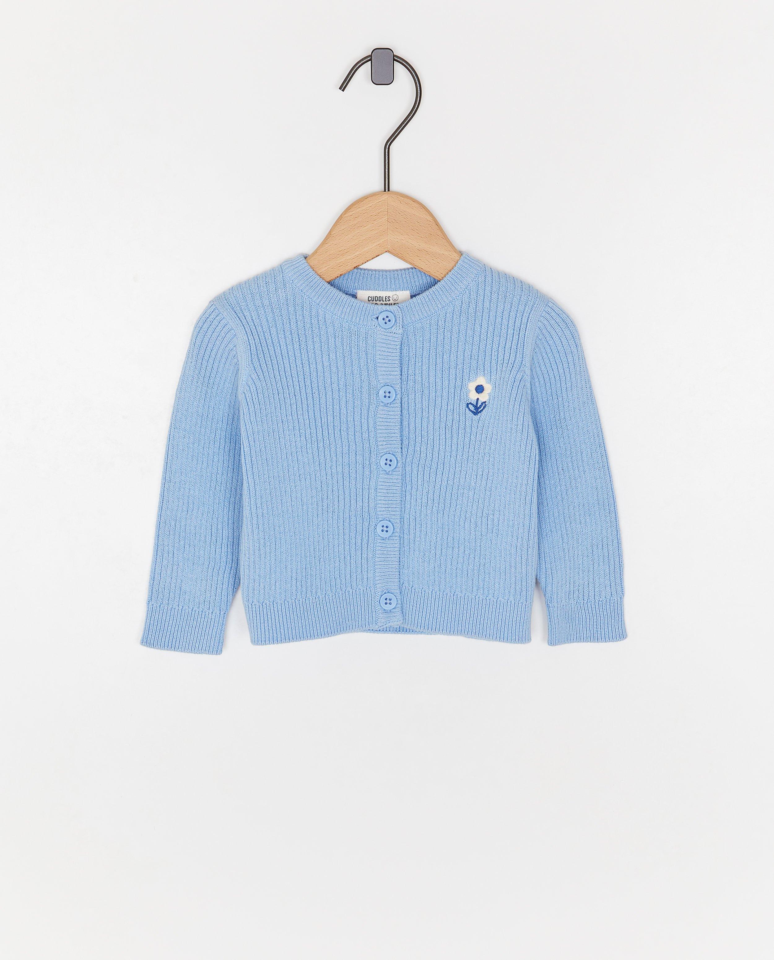 Cardigan met geborduurde bloem - null - Newborn 50-68