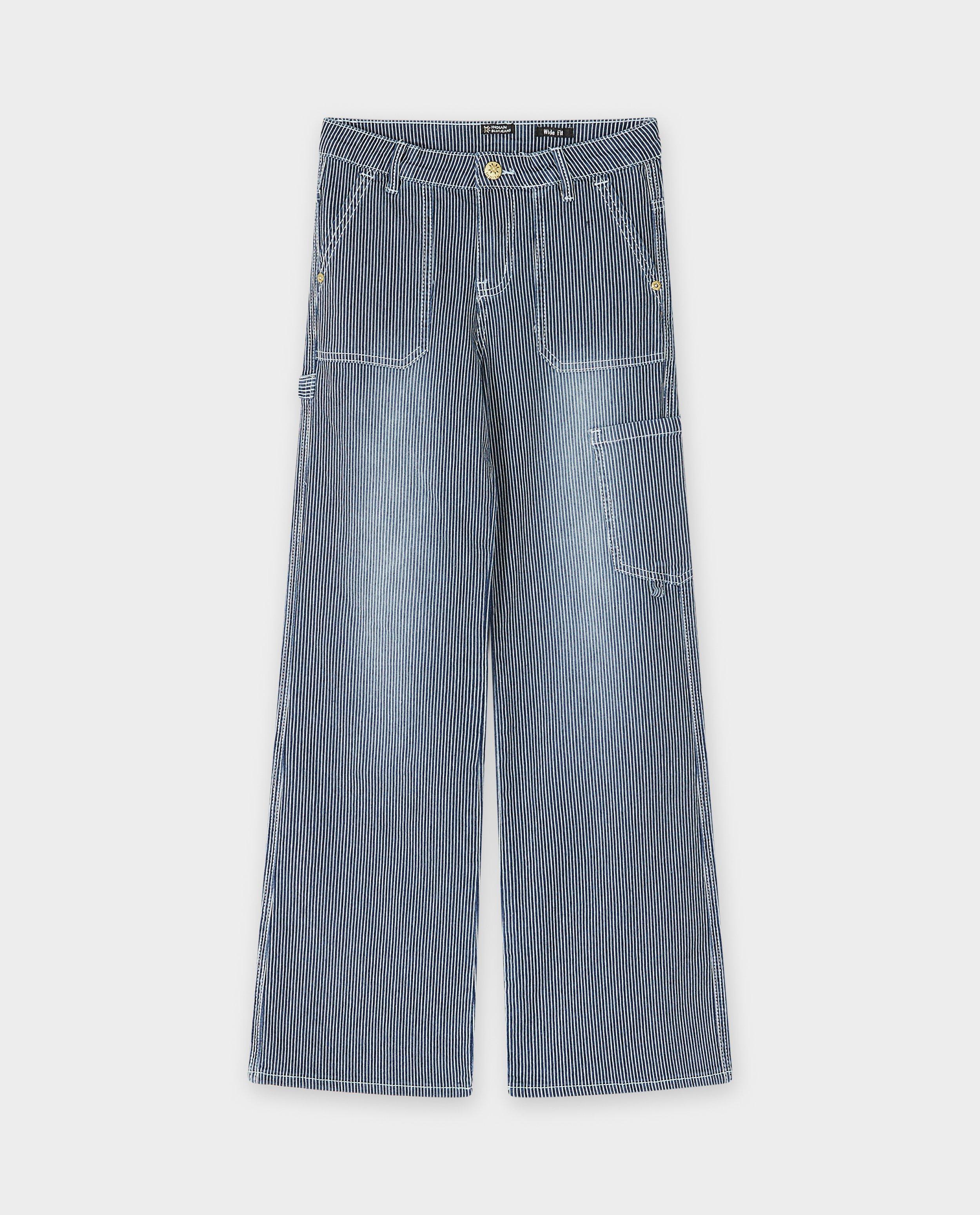 Jeans met strepen, wide fit - null - Indian Blue Jeans