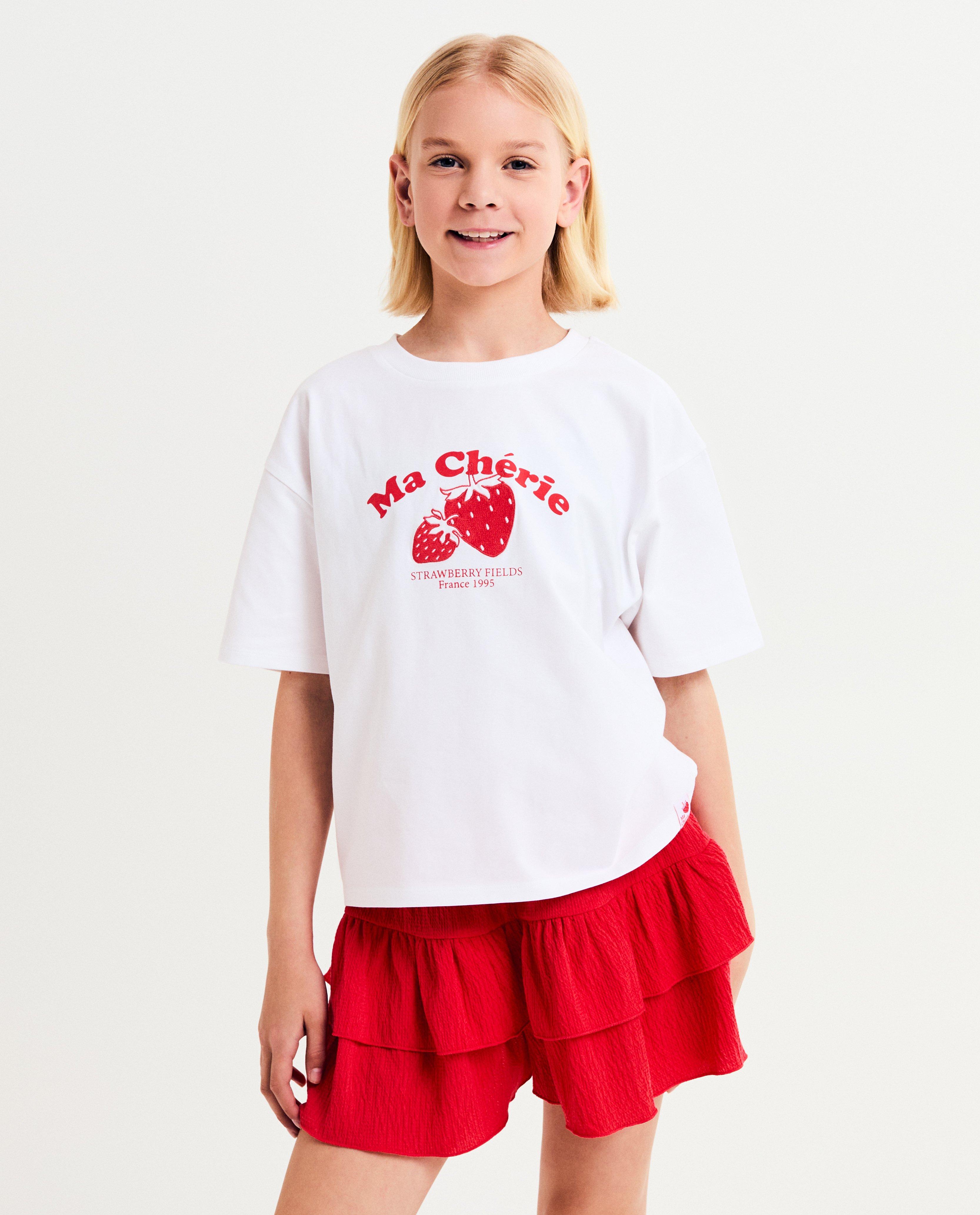 T-shirt met geborduurde aardbeien - null - Fish & Chips
