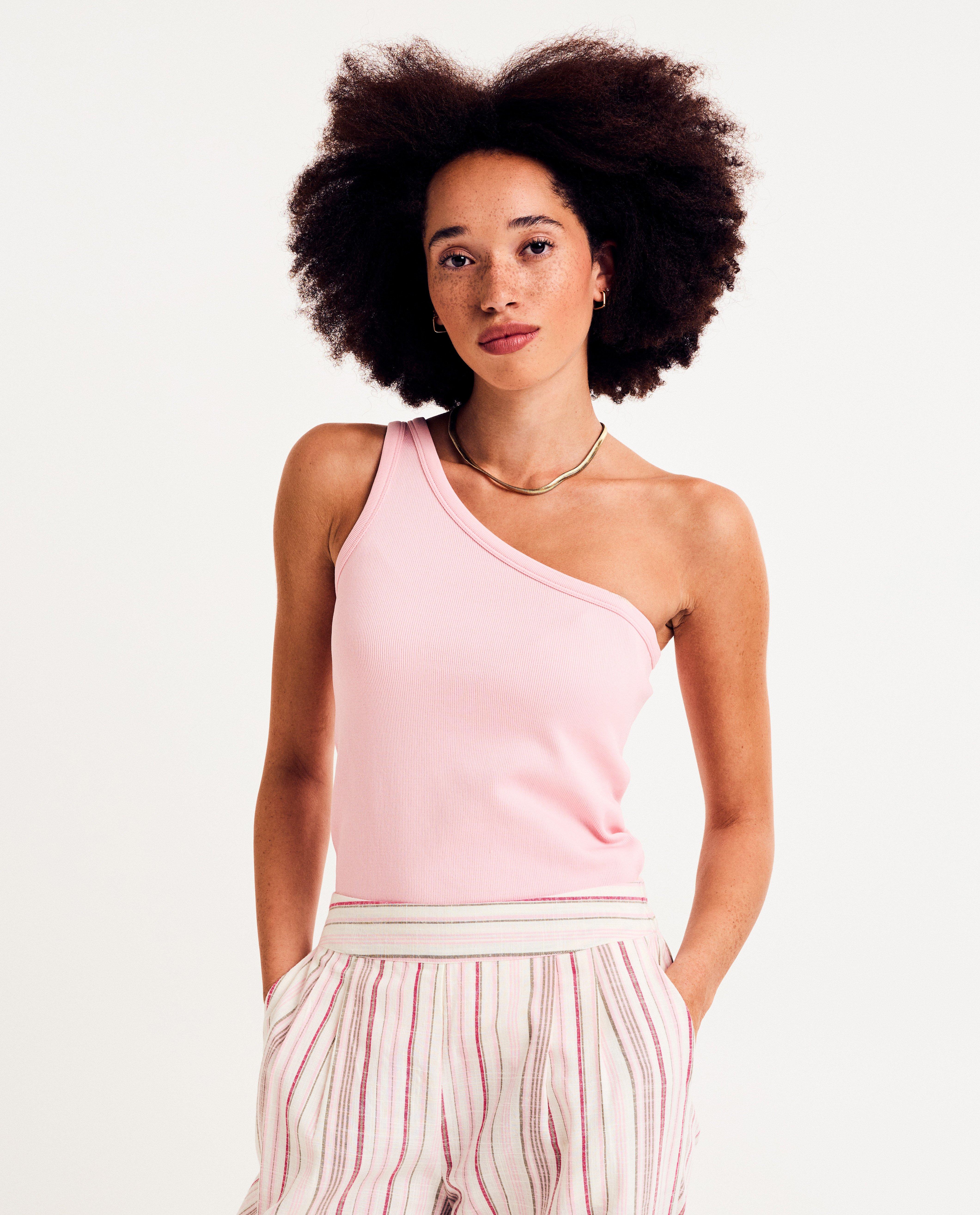 Asymmetrische top met fijne rib - null - Sora