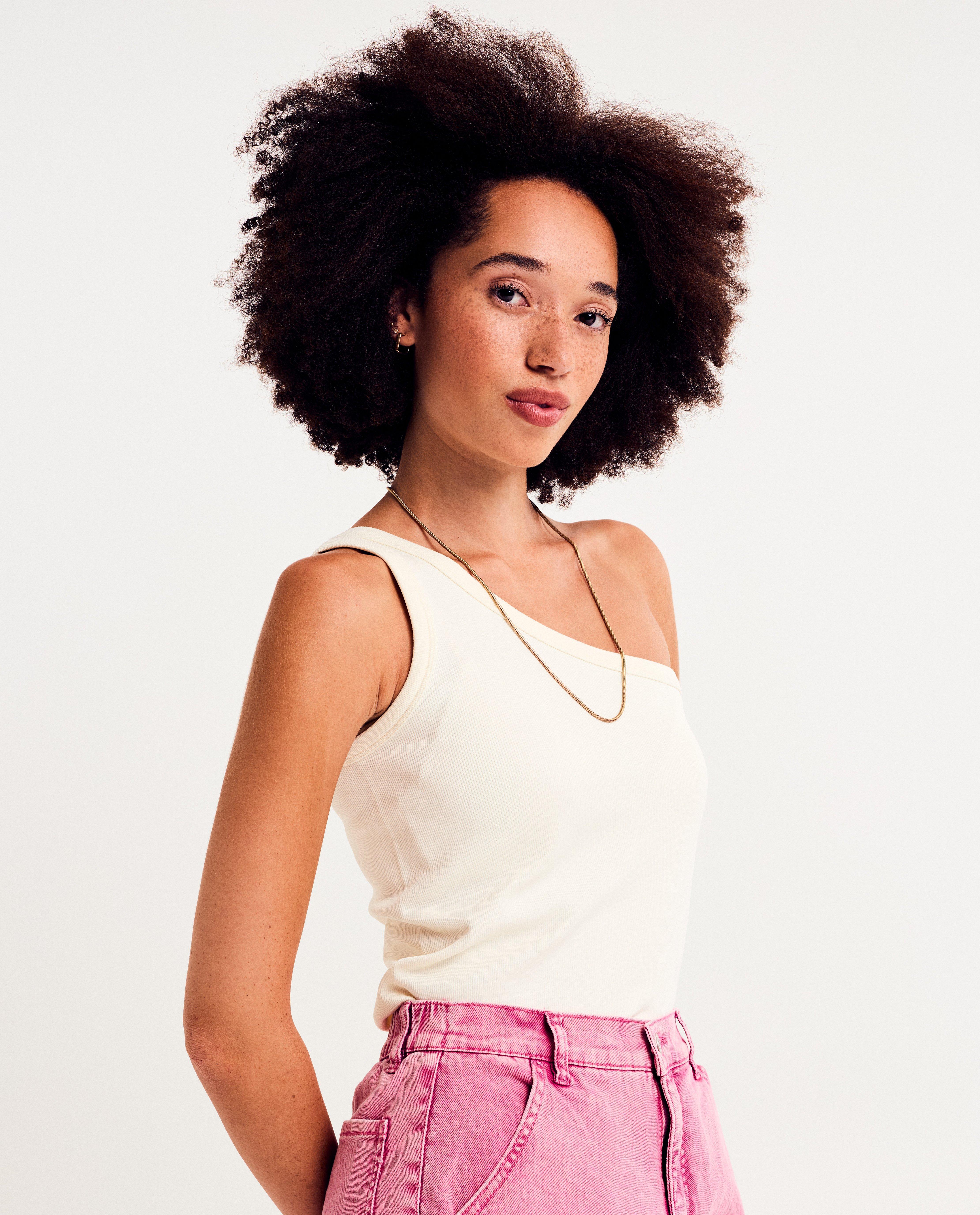 Asymmetrische top met fijne rib - null - Sora