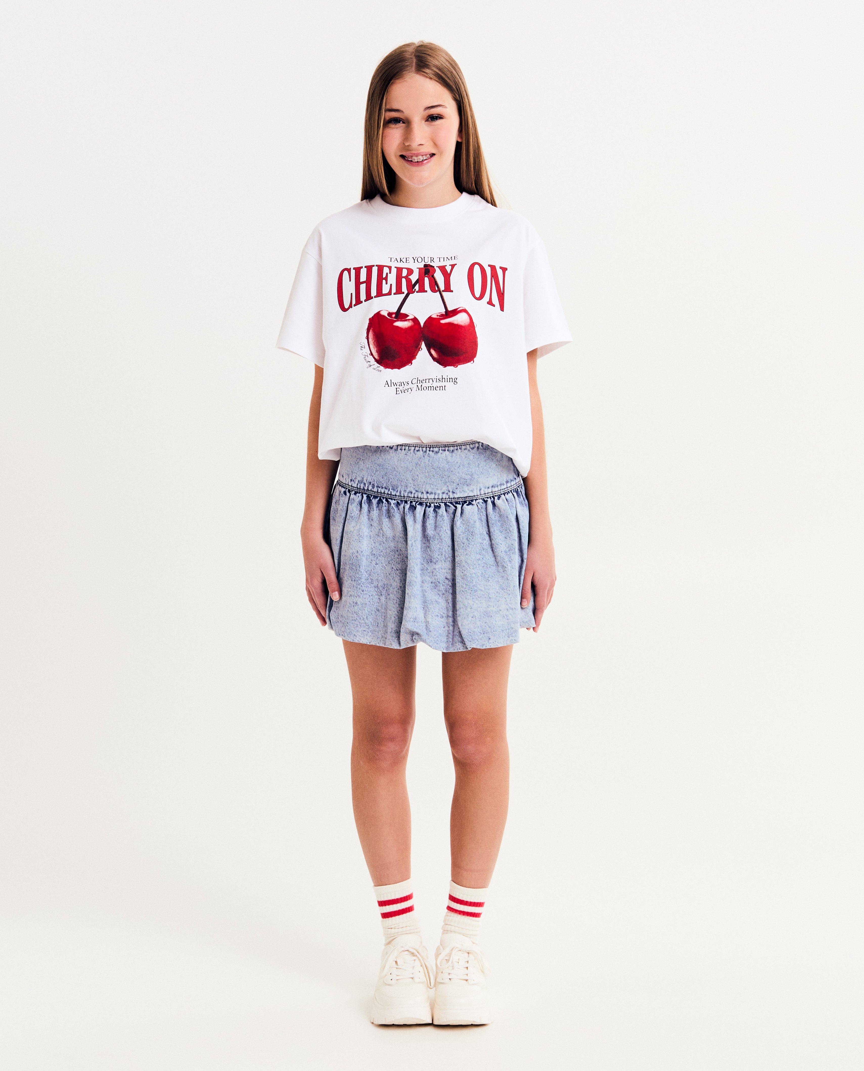 Rokken - Blauwe jeansrok, balloon fit