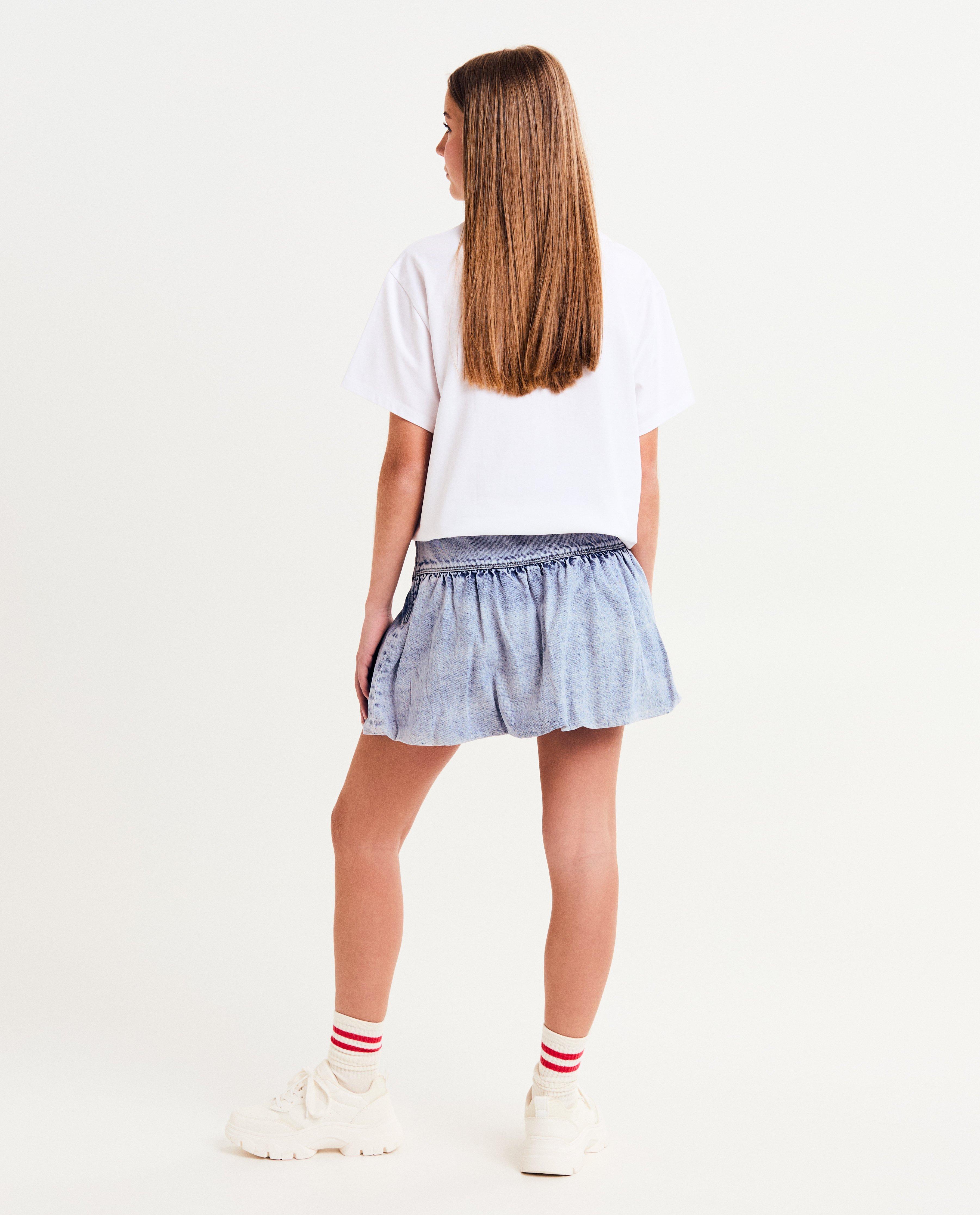 Rokken - Blauwe jeansrok, balloon fit
