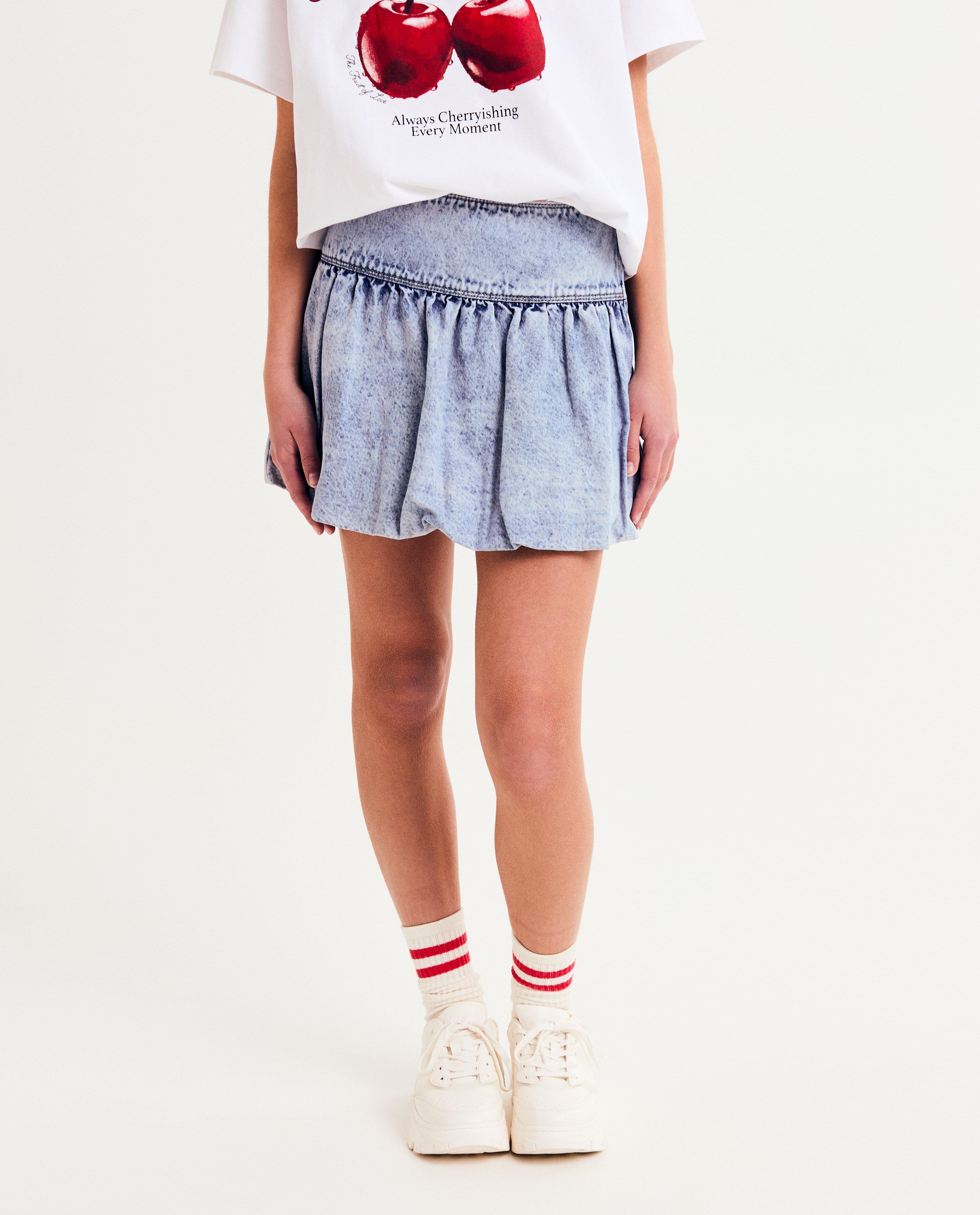 Rokken - Blauwe jeansrok, balloon fit