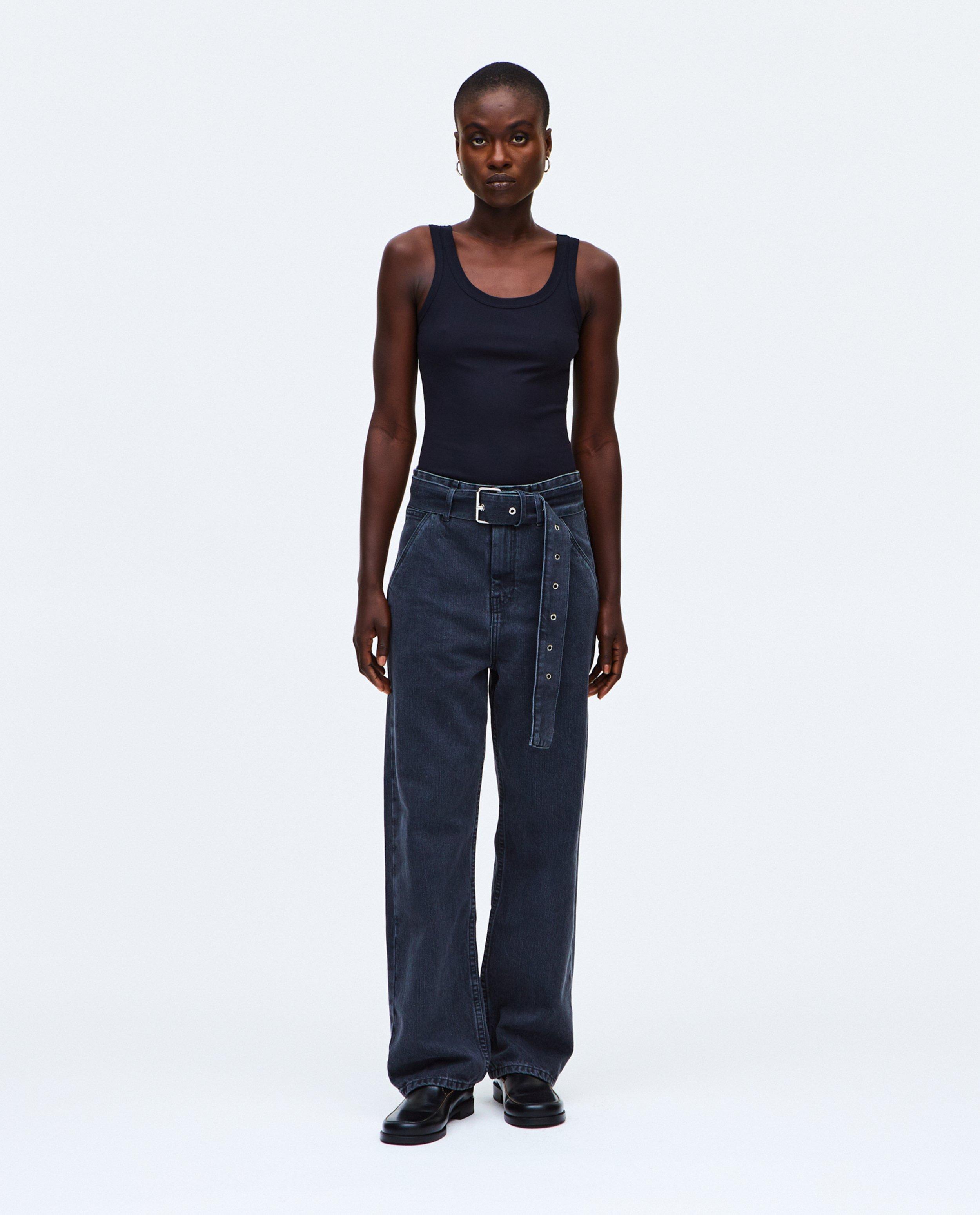 Zwarte jeans met riem - null - HNST