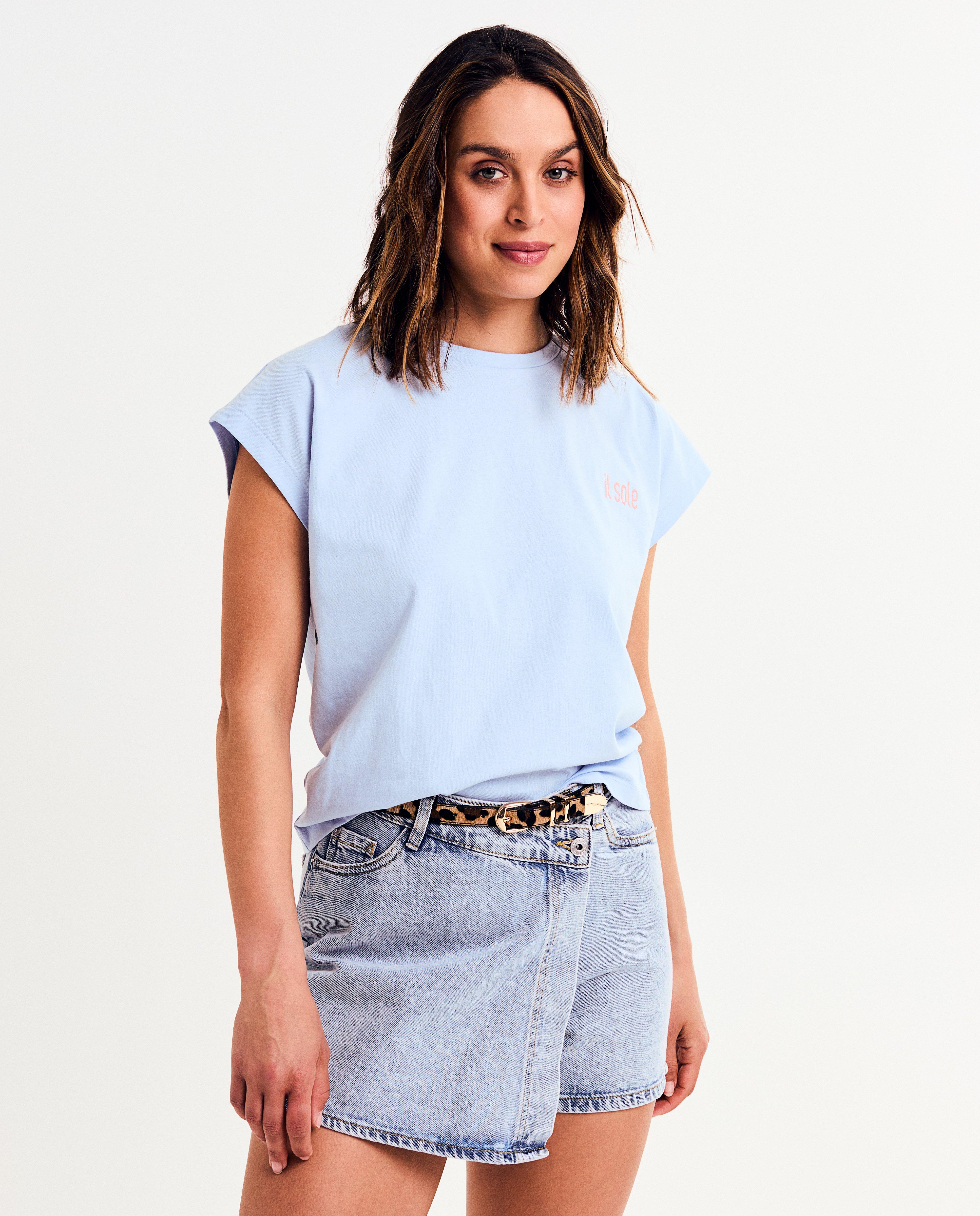 Mouwloos T-shirt met opschrift - null - Sora