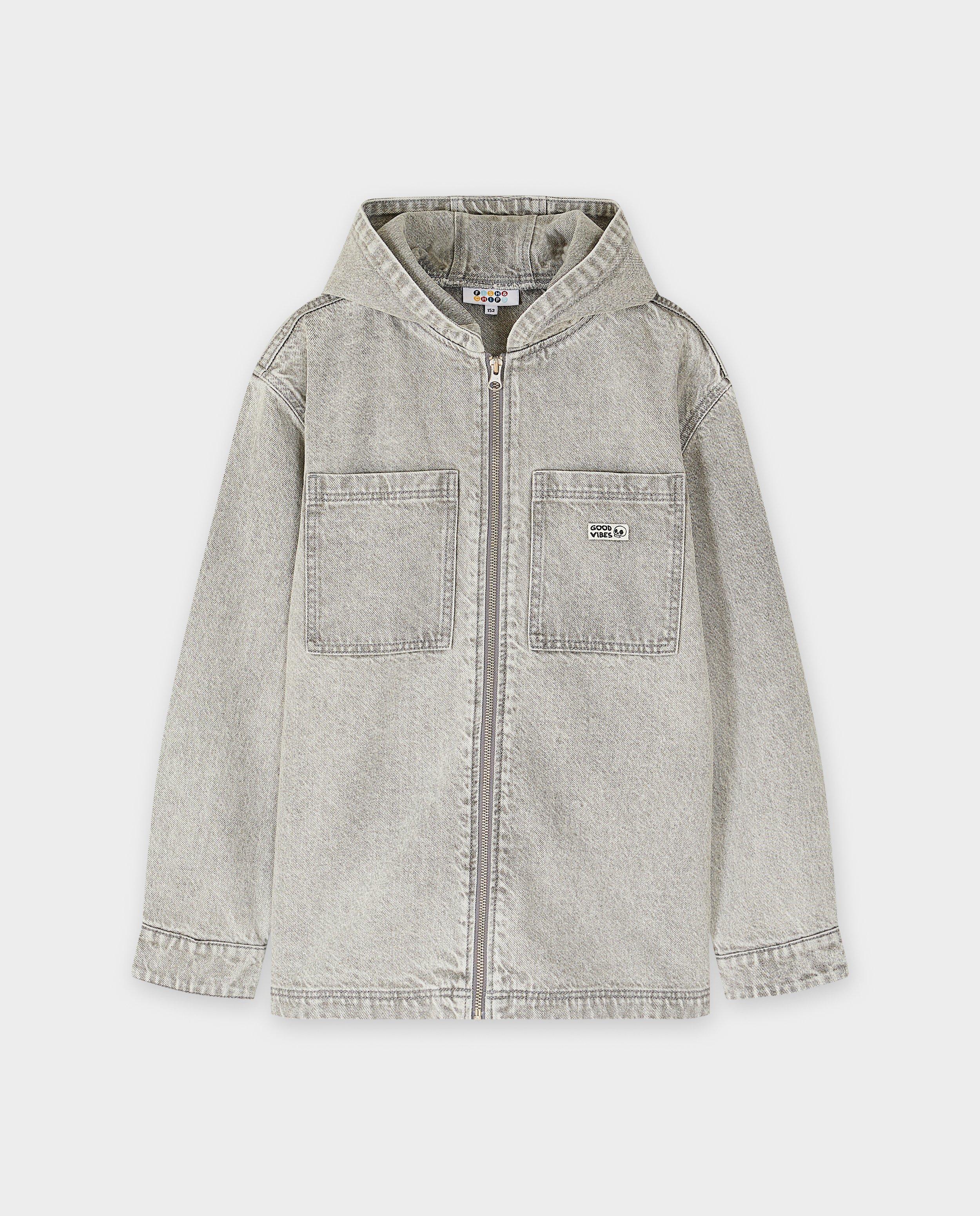 Cardigan - Grijs jeansvest met rits