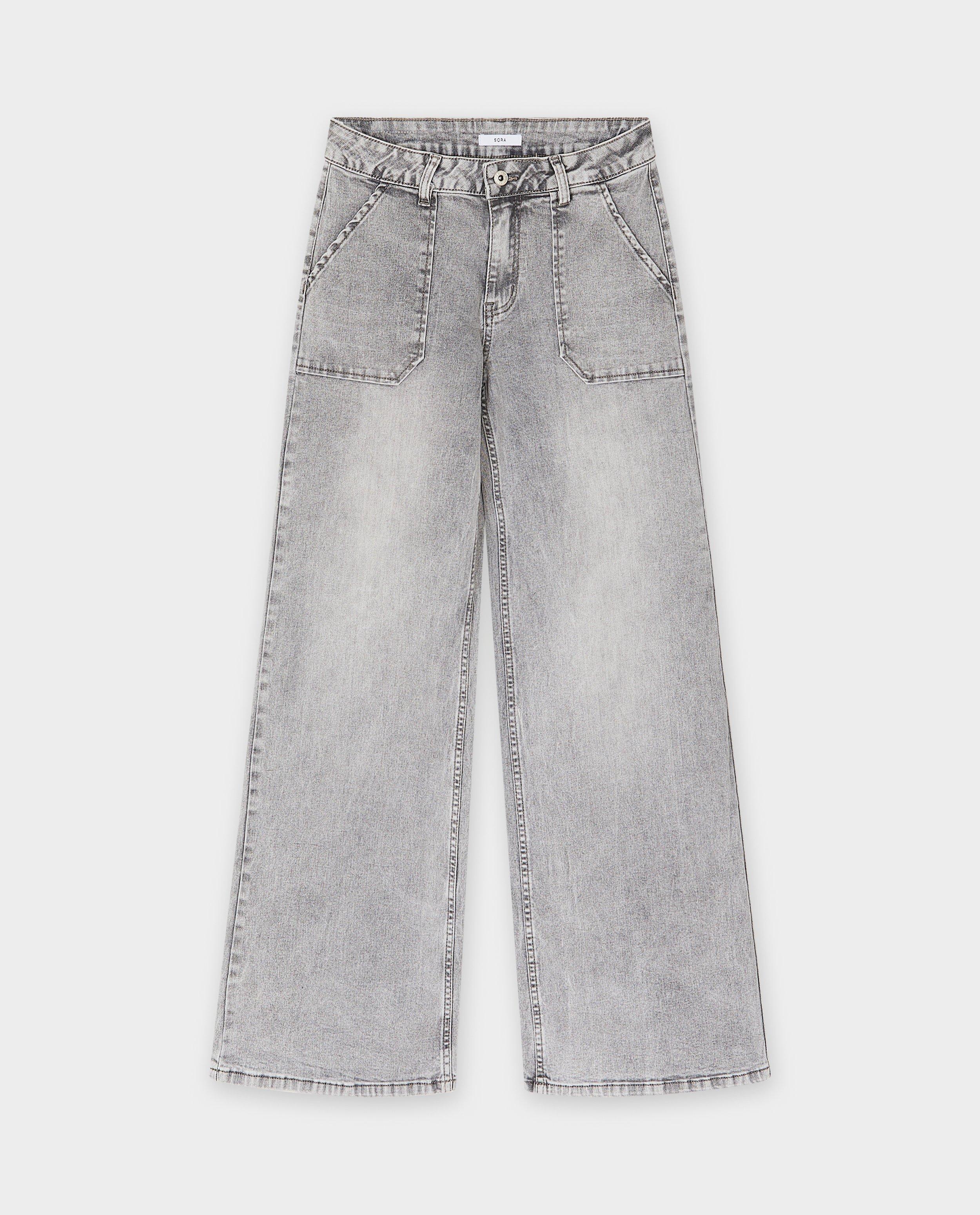 Grijze jeans, wide fit - null - Sora