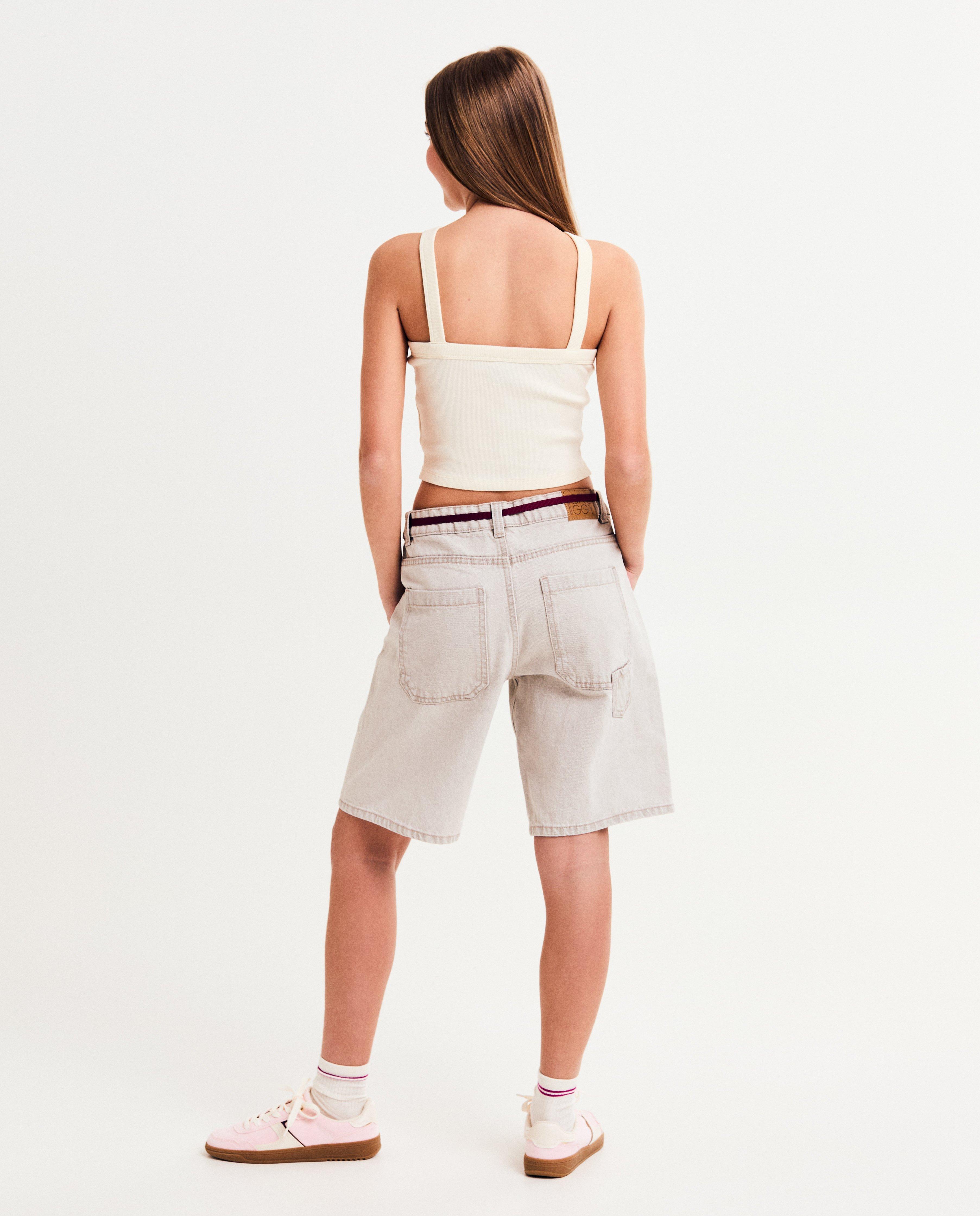 T-shirts - Top met fijn ribpatroon, cropped fit
