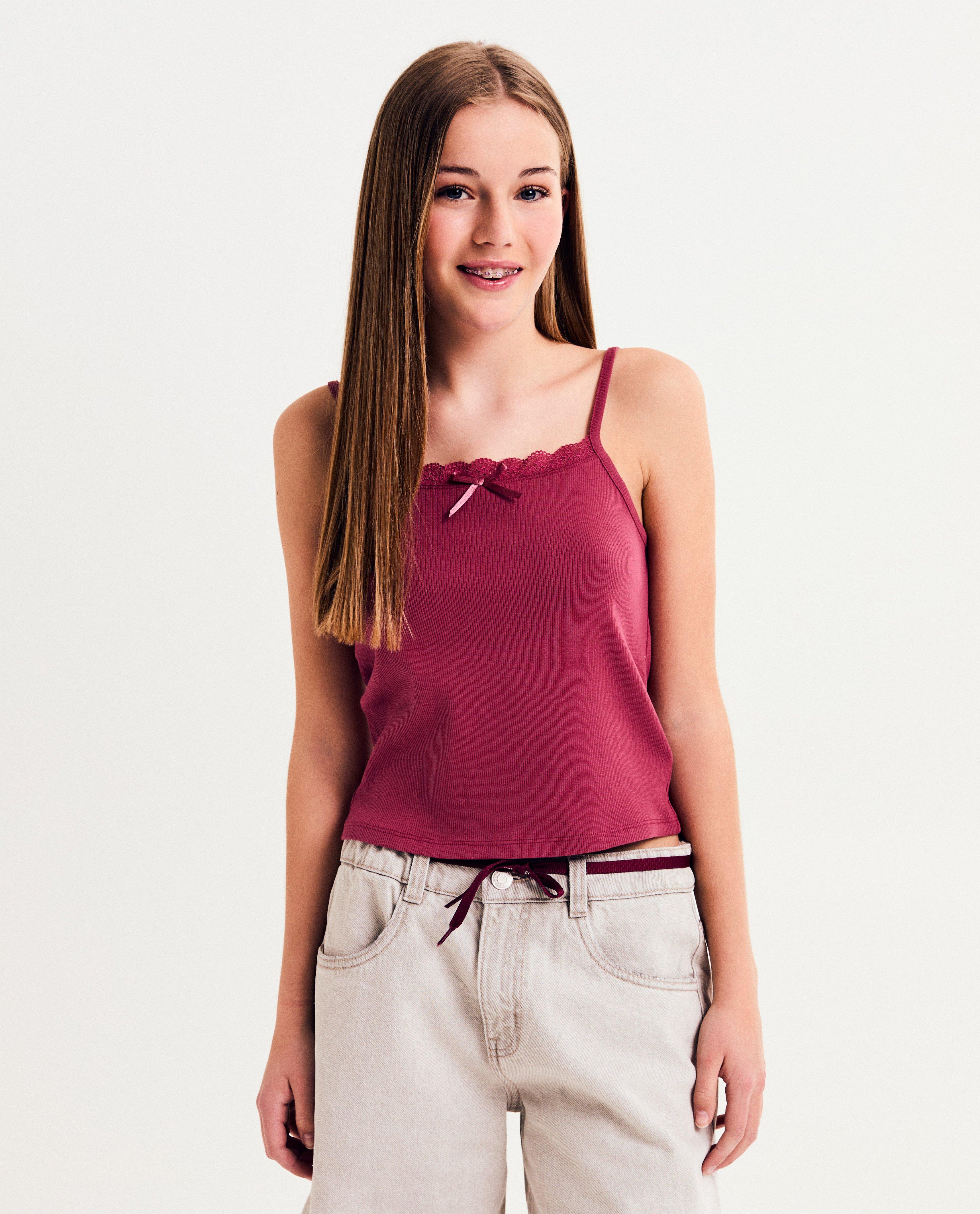 Donkerroze top, cropped fit - null - Groggy
