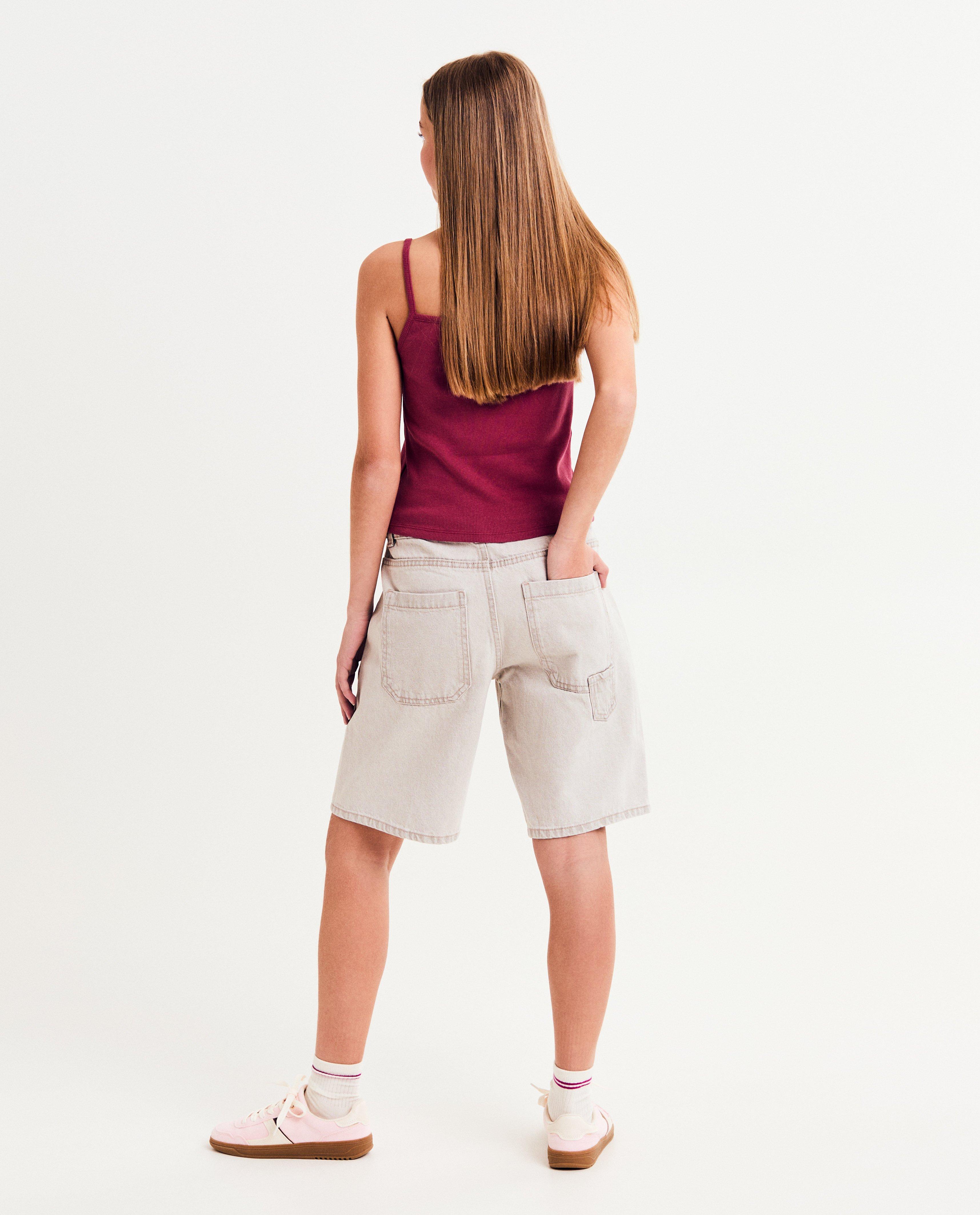 T-shirts - Donkerroze top, cropped fit