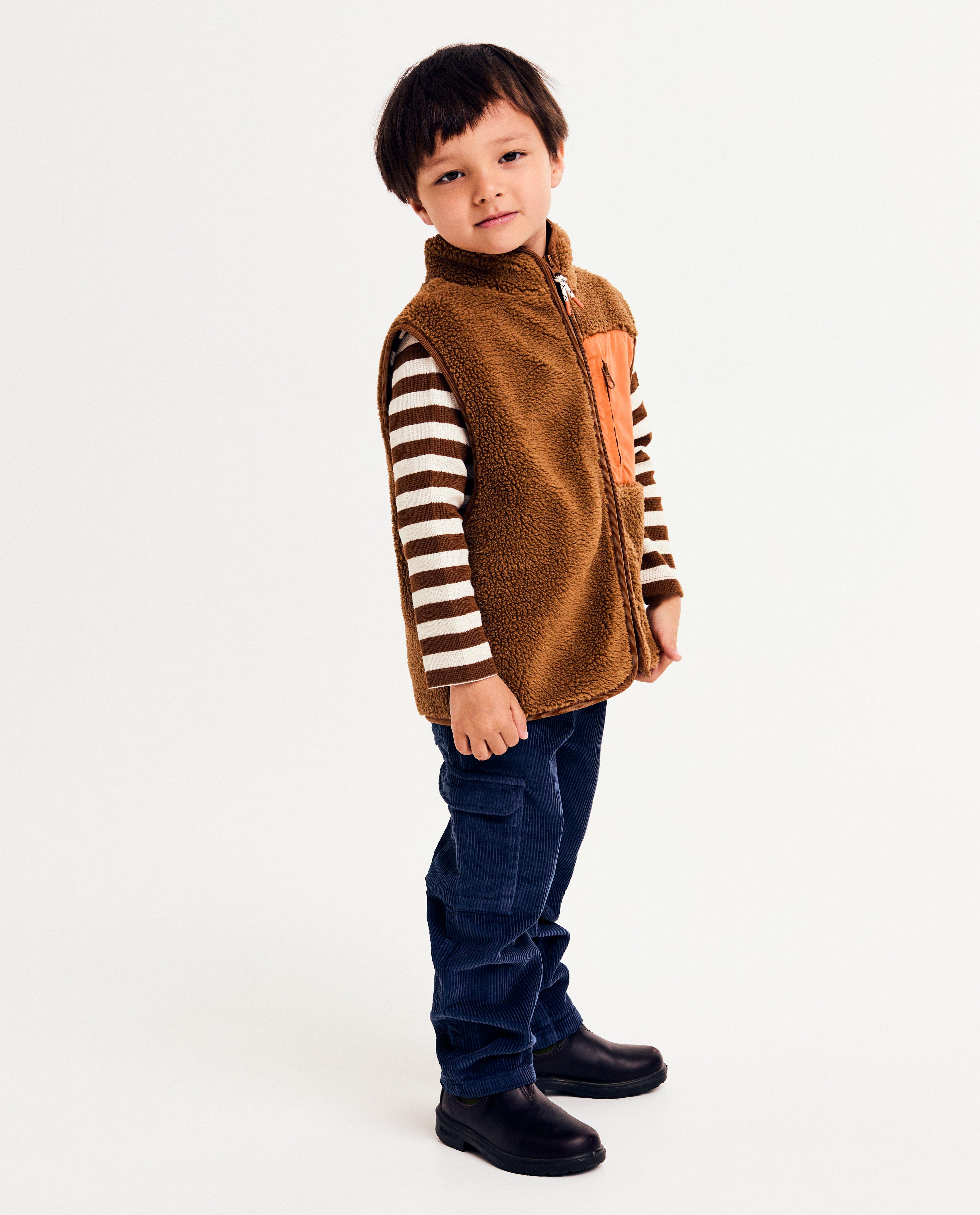 Cardigan - Teddy vest met color block