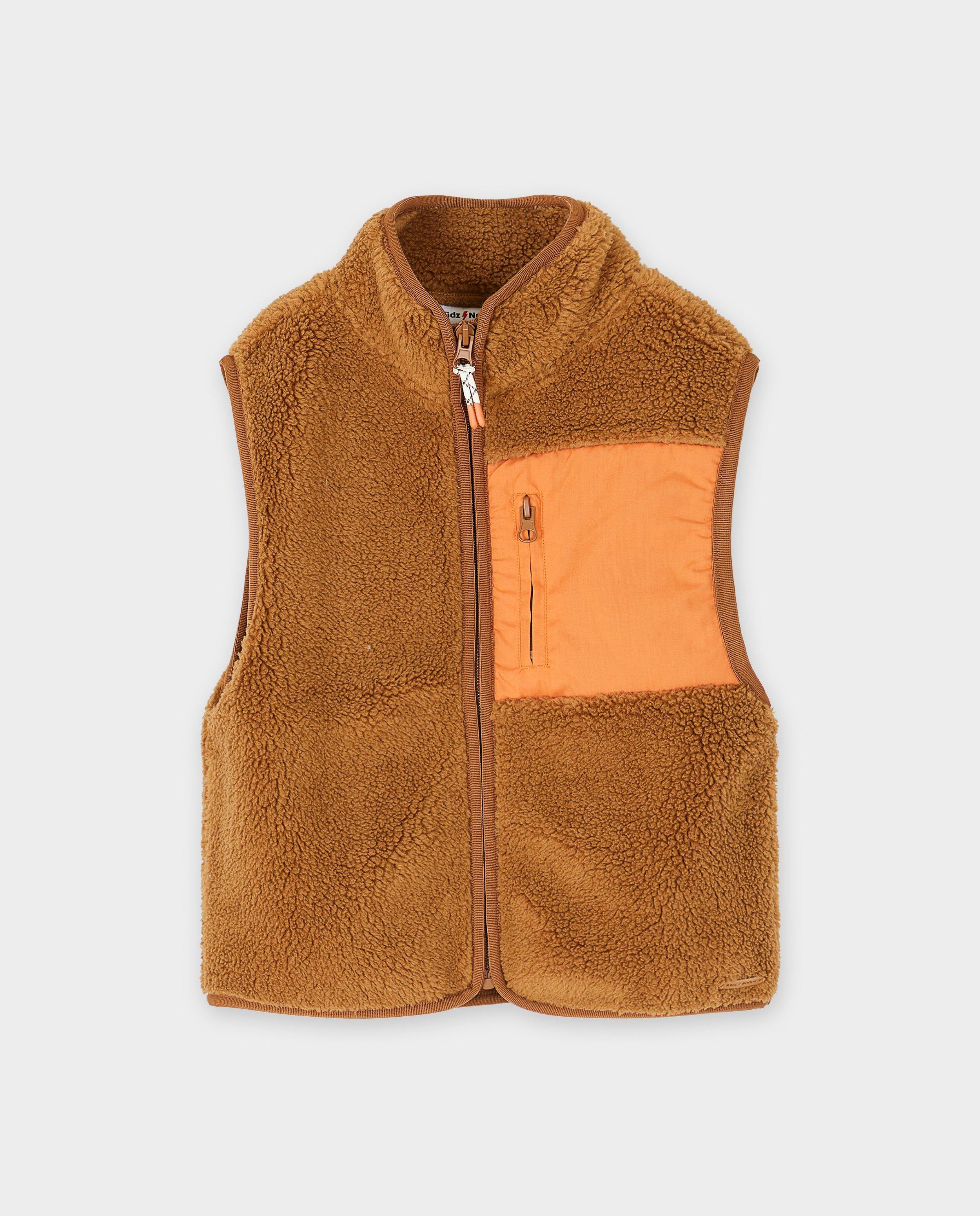 Cardigan - Teddy vest met color block