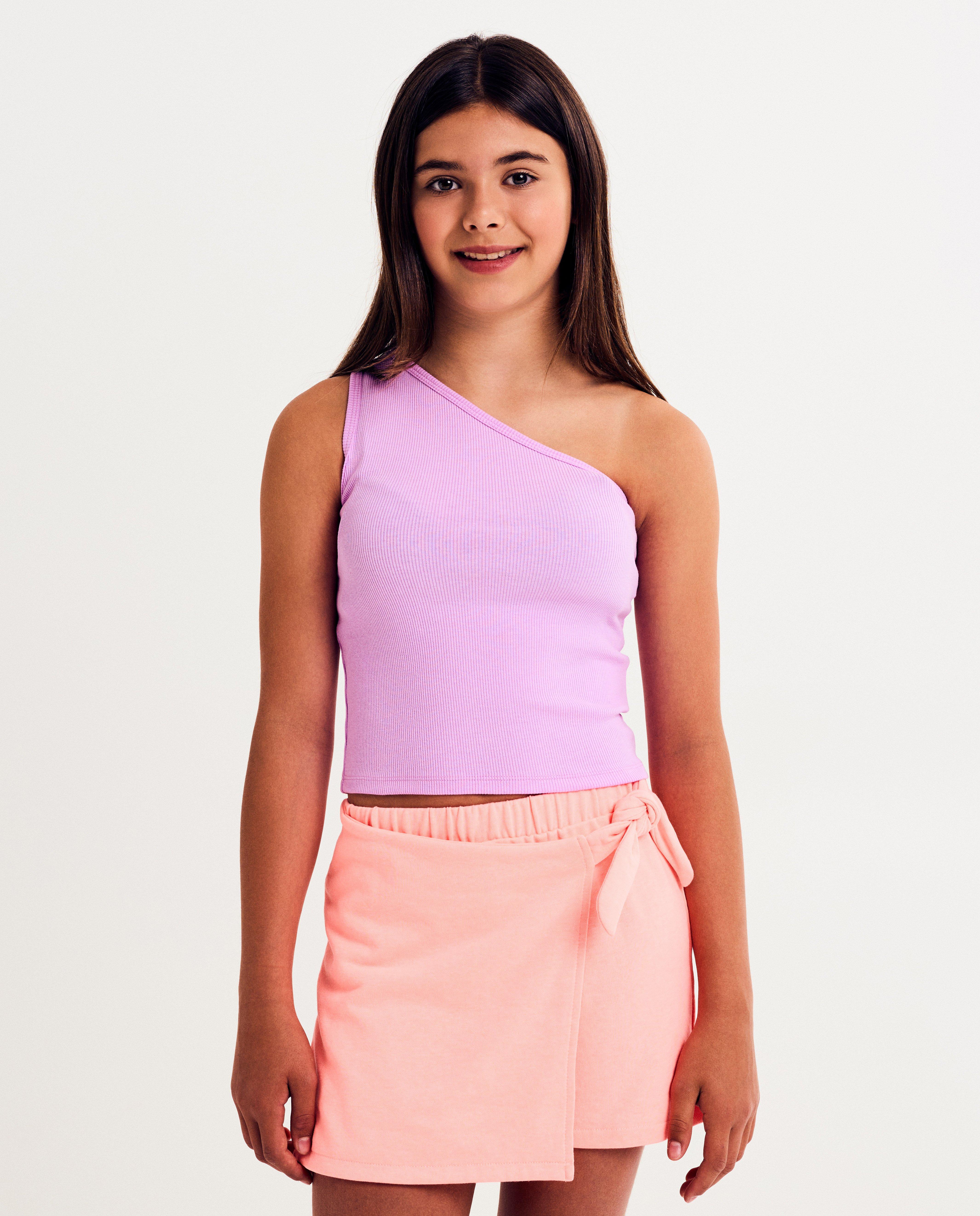 Asymmetrische top met fijne rib - null - Besties