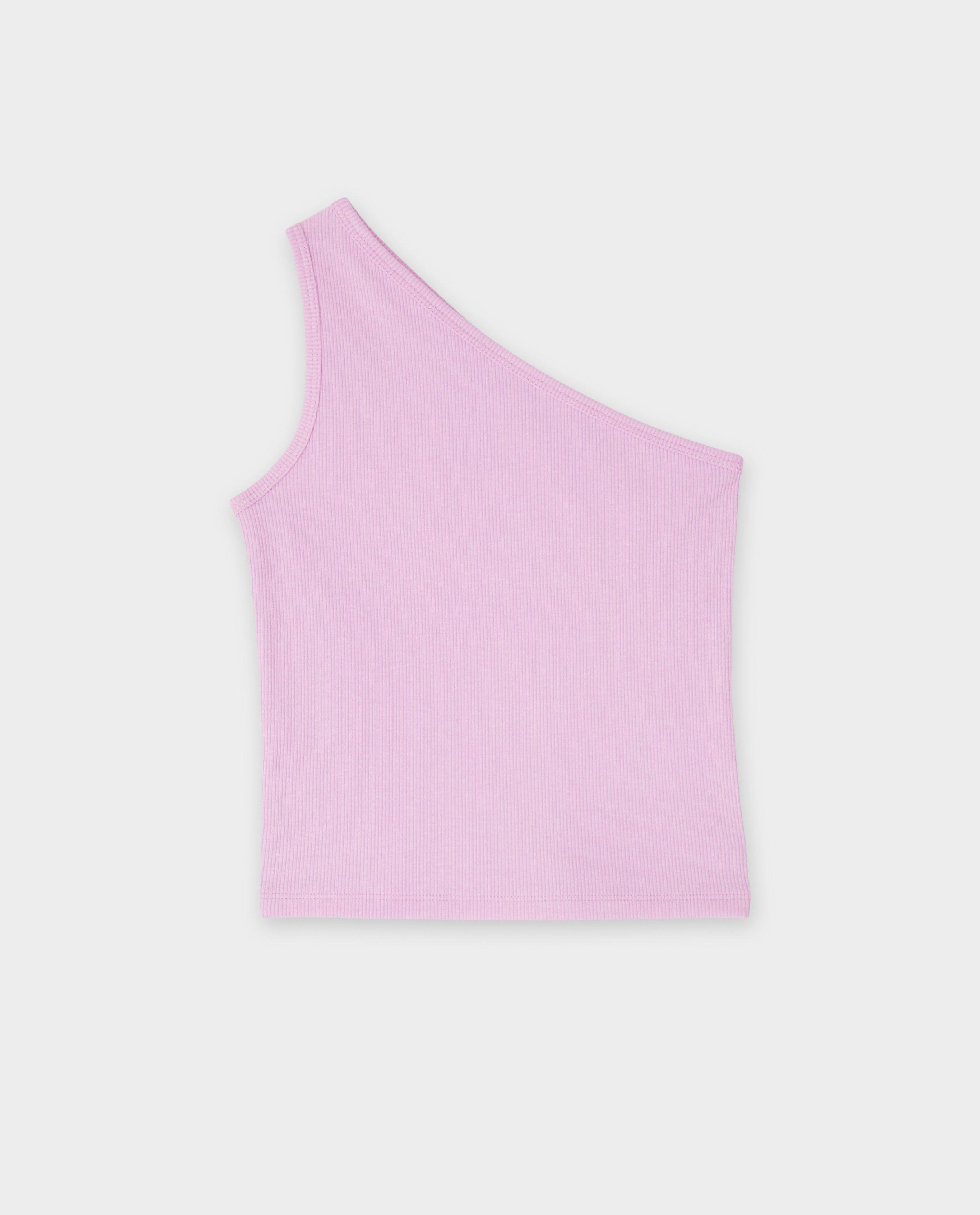 T-shirts - Asymmetrische top met fijne rib