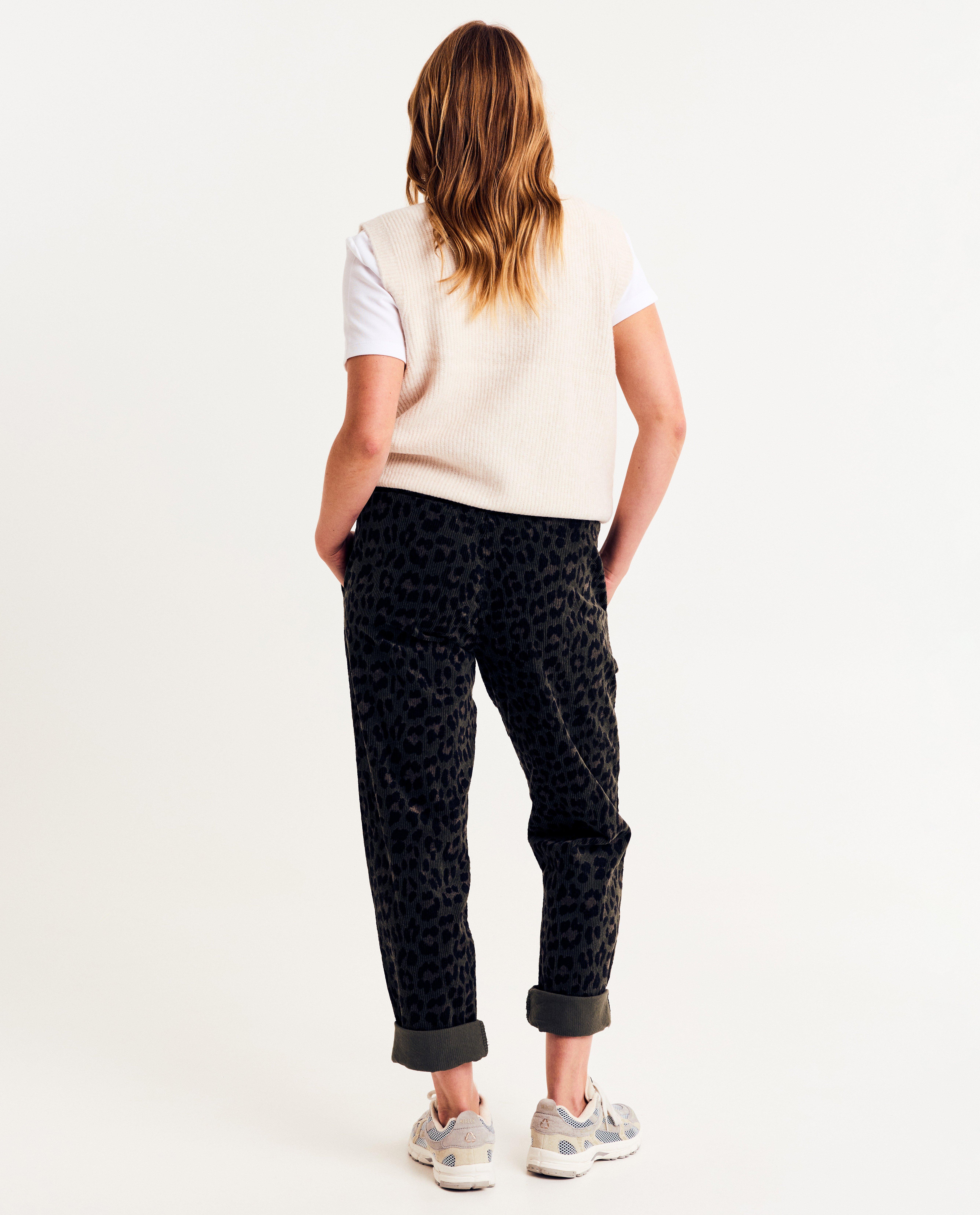 Broeken - Ribfluwelen broek met luipaardprint