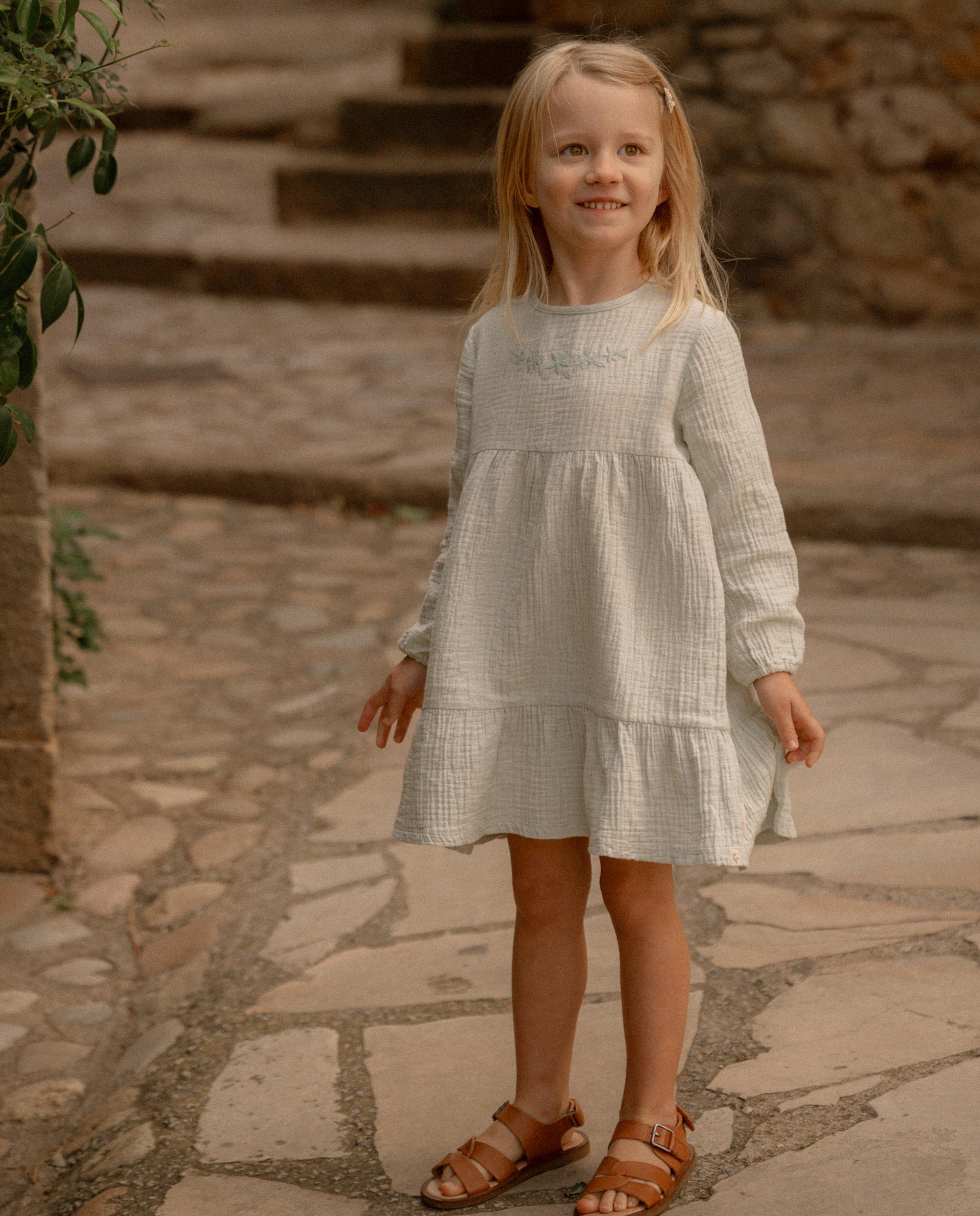 Robe tétra avec fleurs brodées - null - Little Dutch