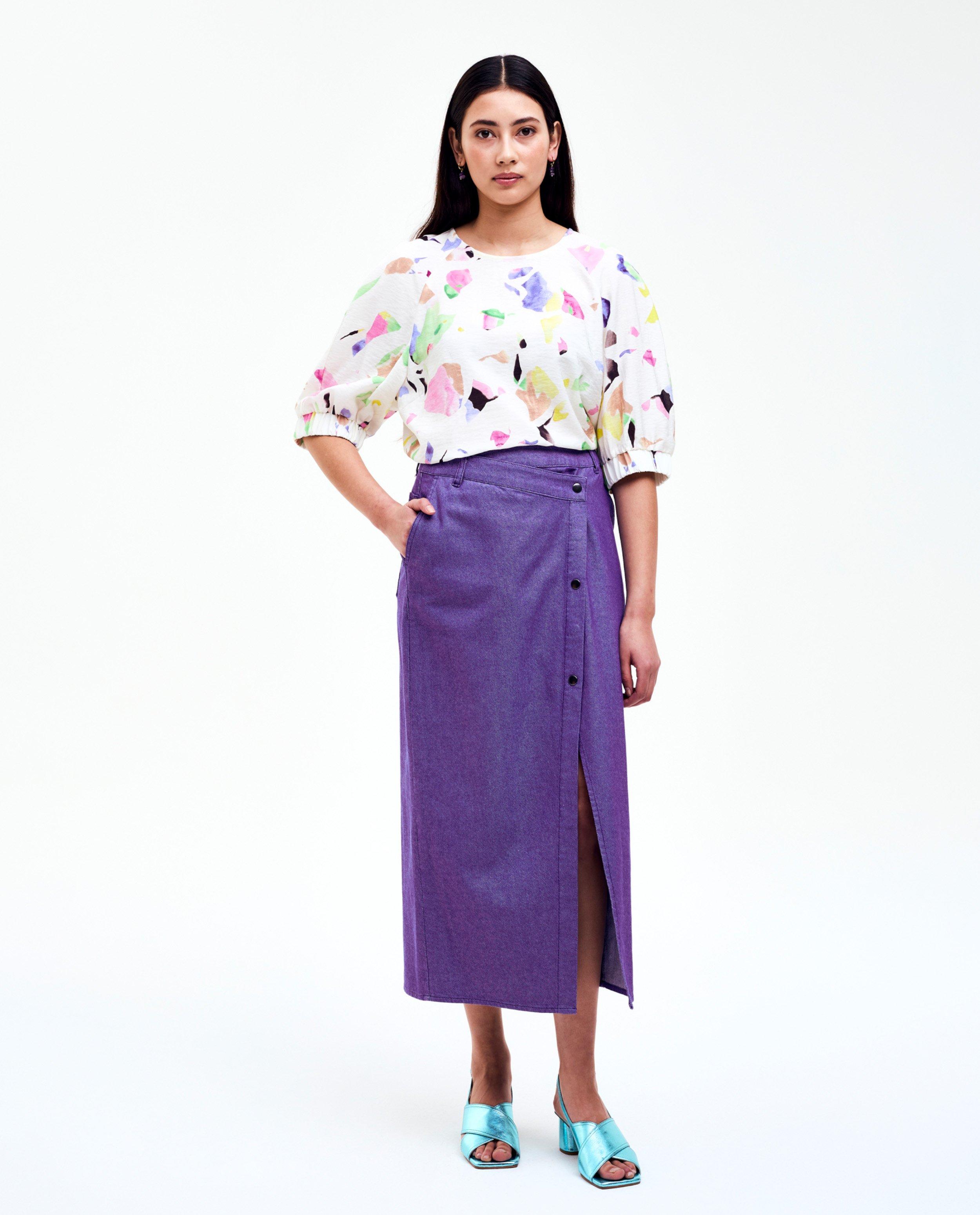 Jupe midi en jean violet