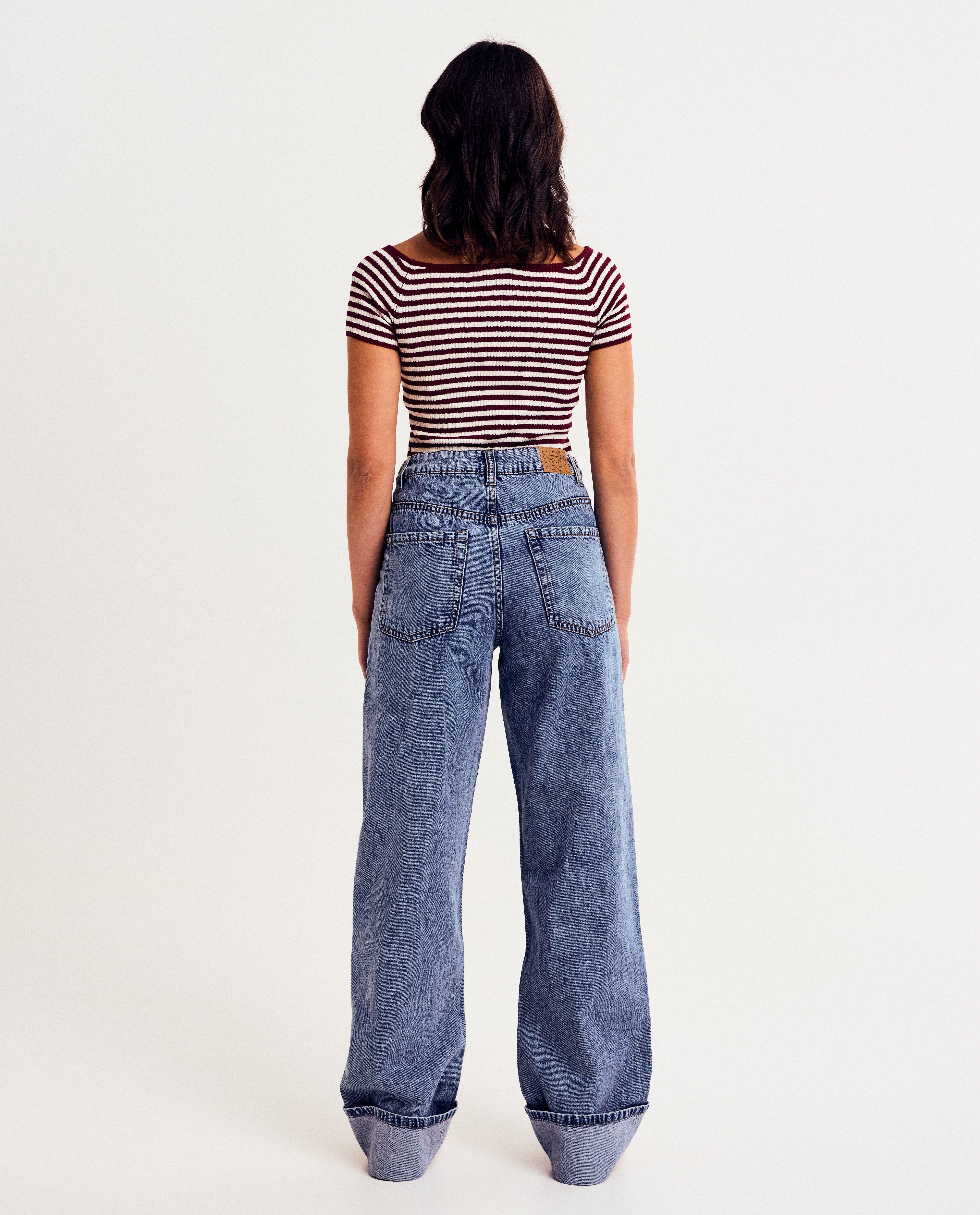 Truien - Off-shoulder top met fijne rib