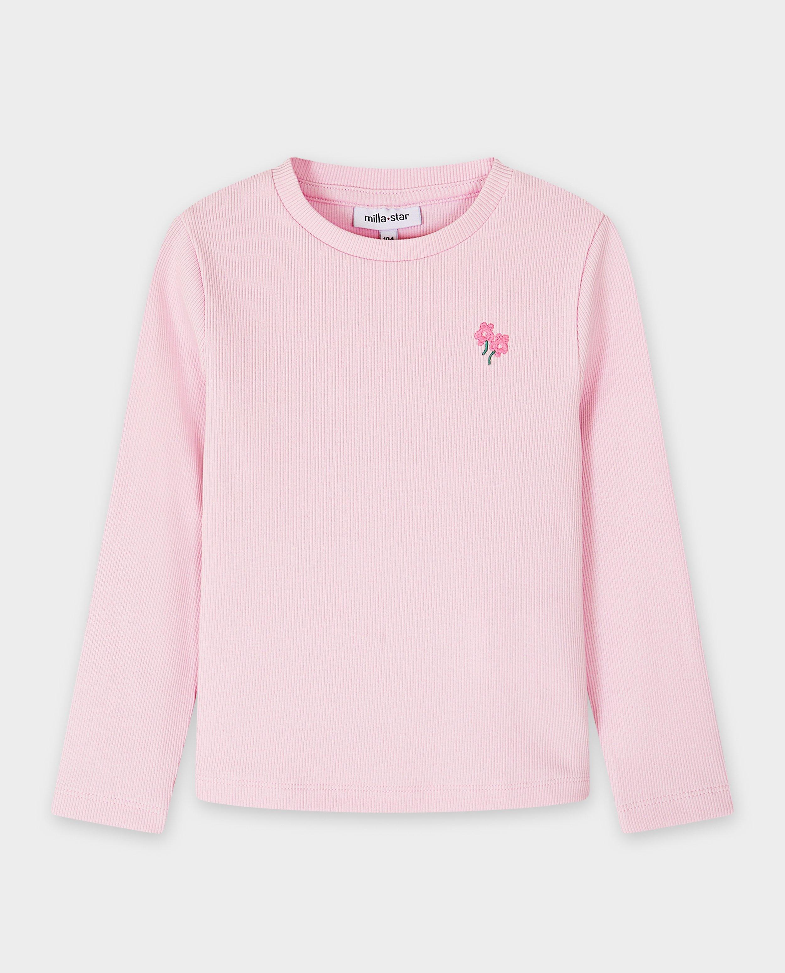 T-shirts - Longsleeve met geborduurde bloemen