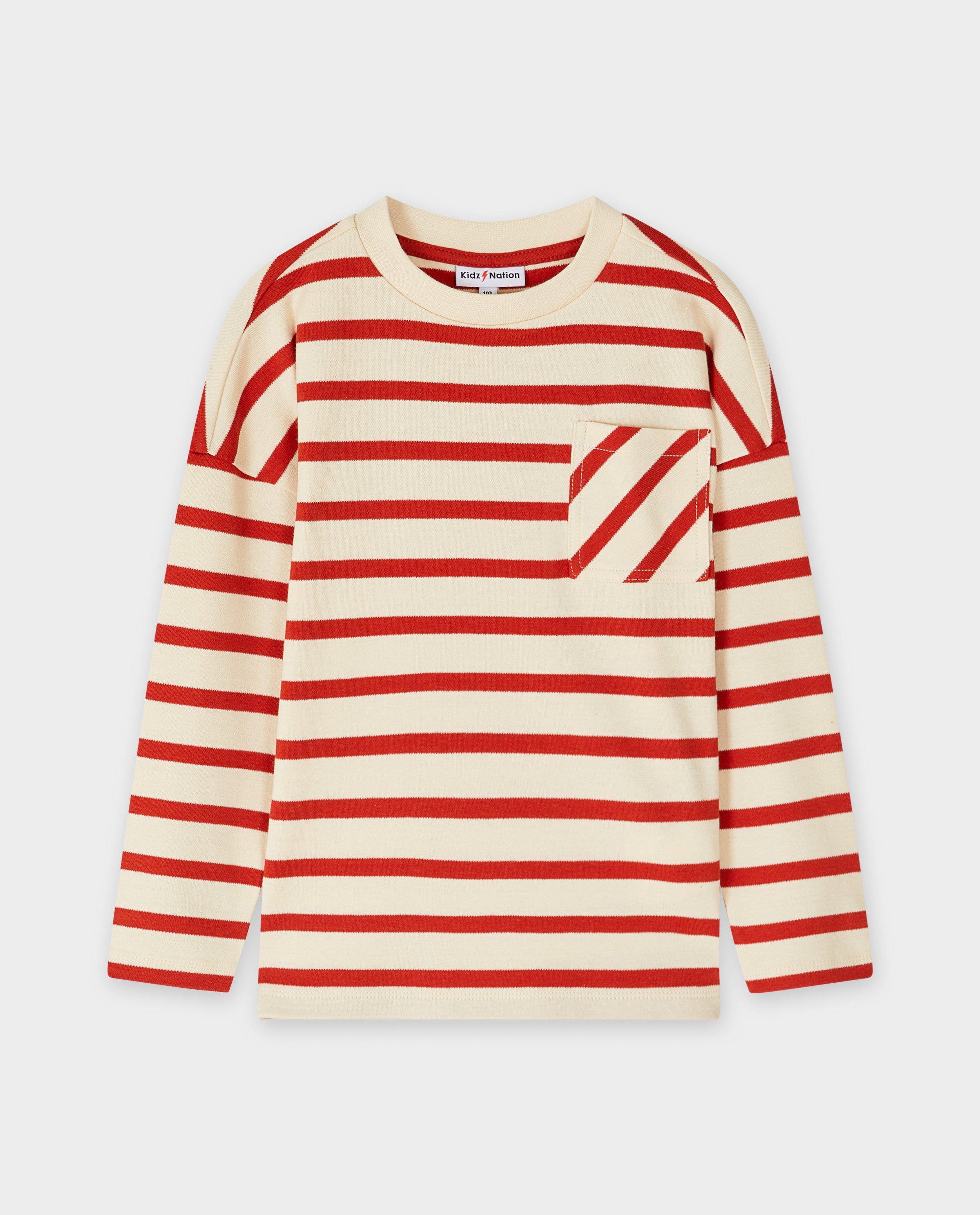 T-shirt ray&eacute; &agrave; manches longues - D&eacute;tails du produit - rouge - image num&eacute;ro 4