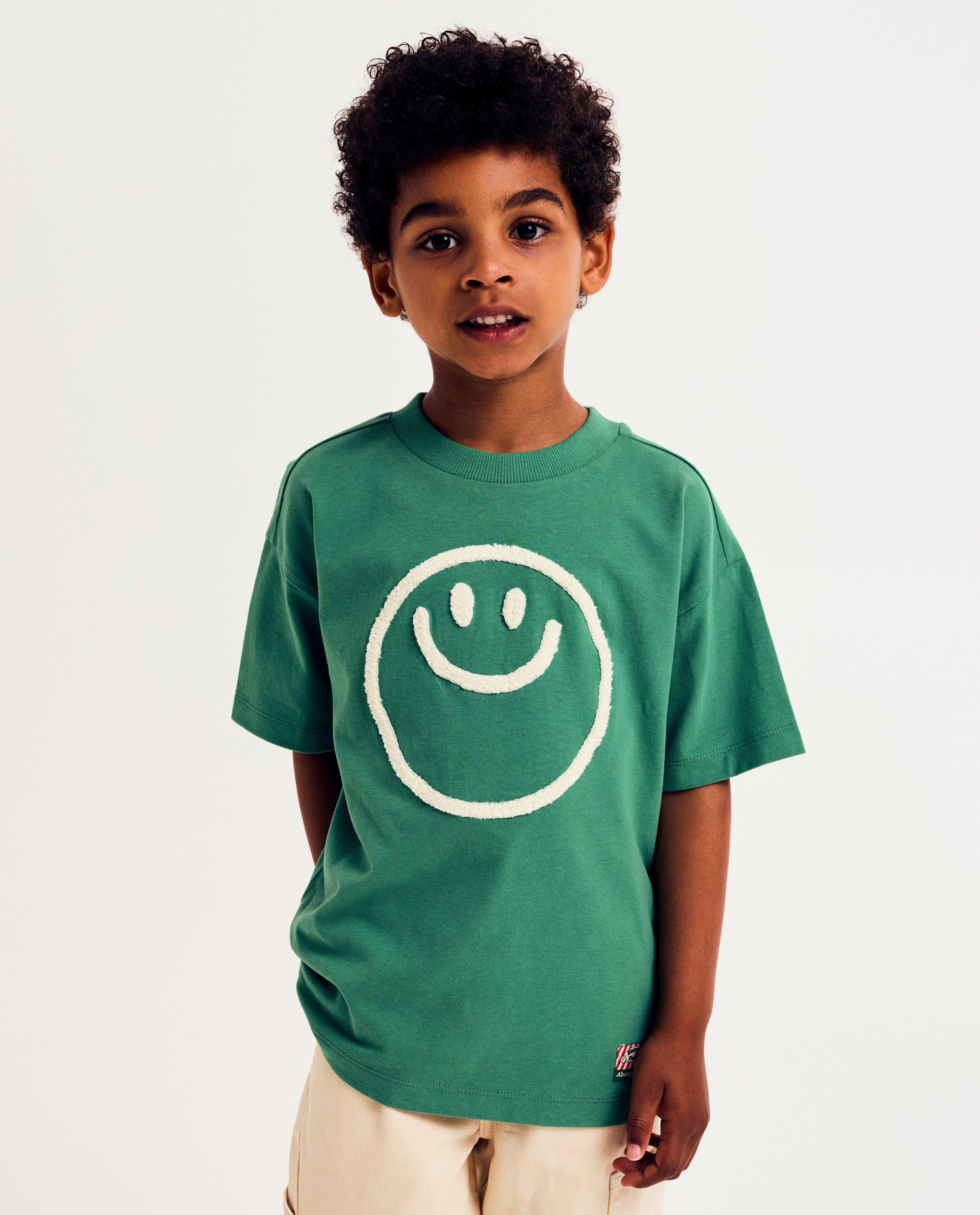 T-shirt met smiley van bouclé