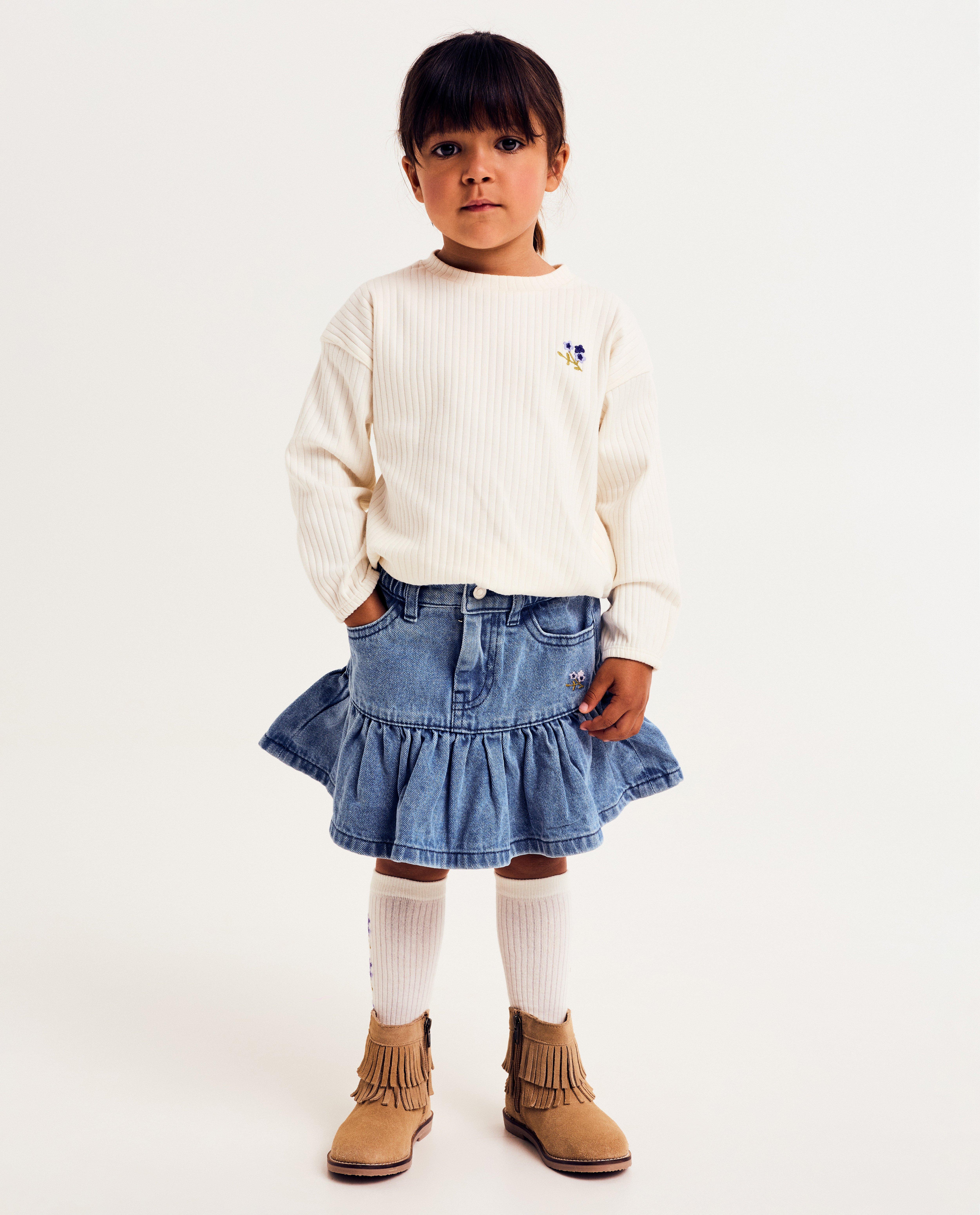 T-shirts - Longsleeve met geborduurde bloem