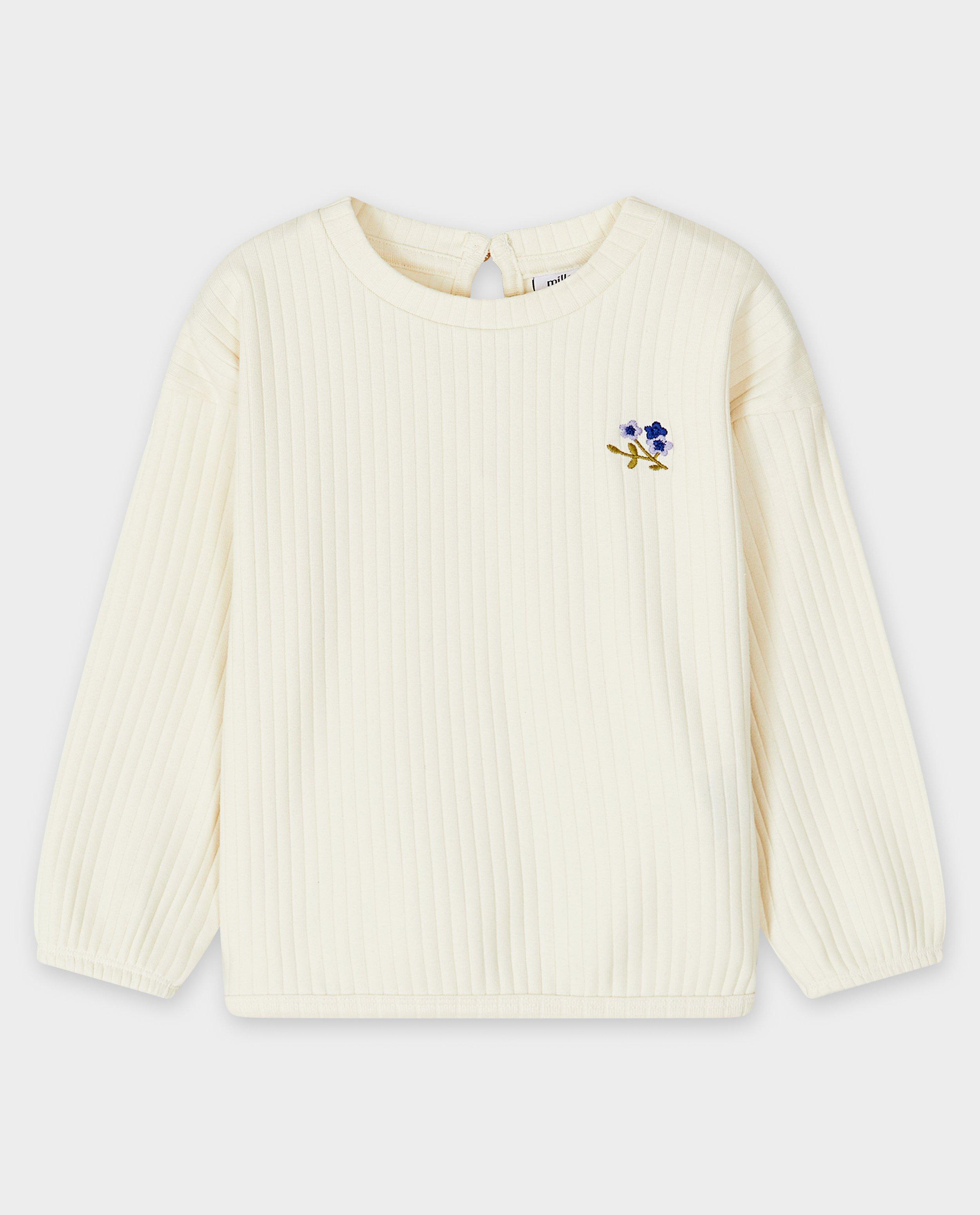 T-shirts - Longsleeve met geborduurde bloem