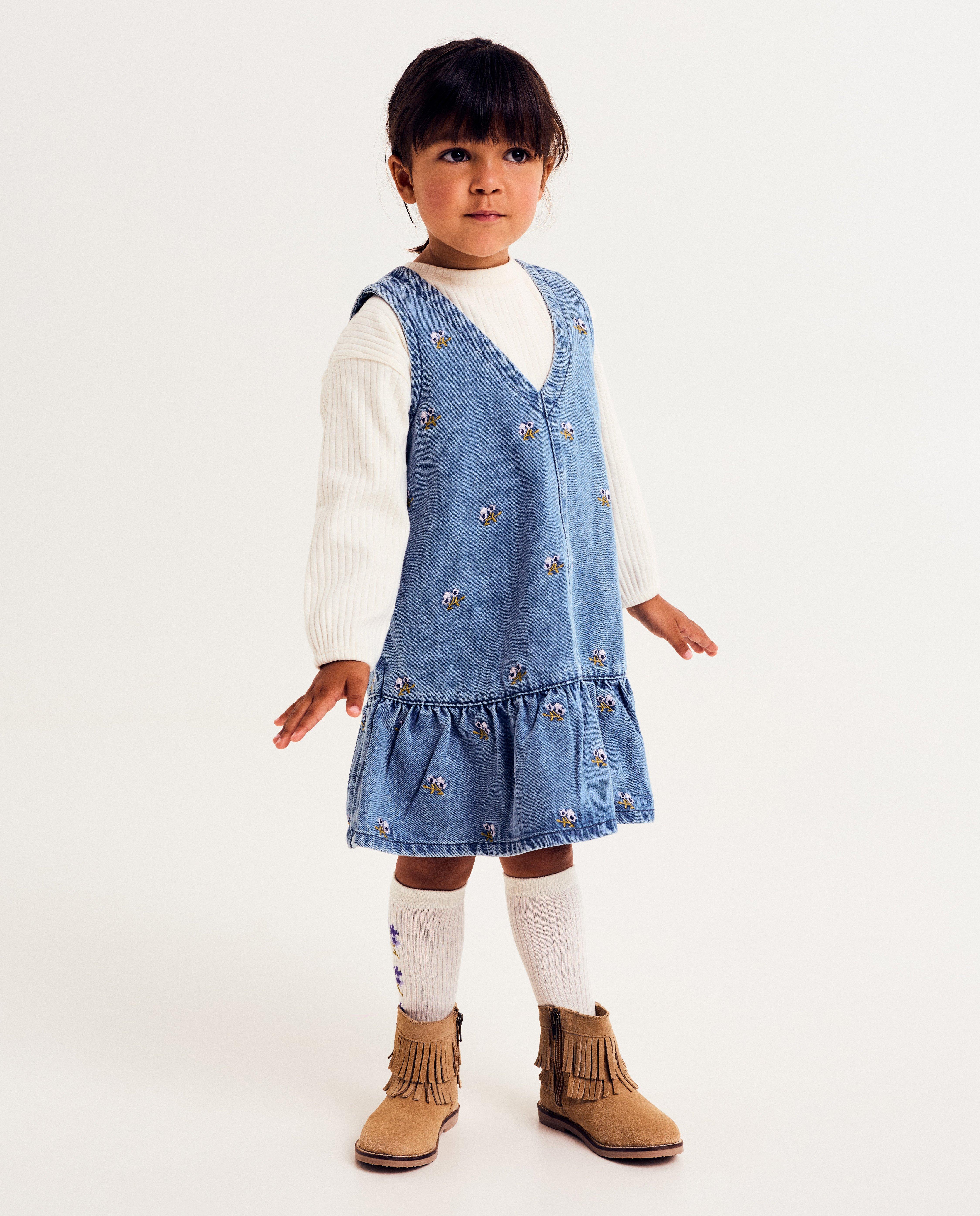 Robes - Jeansjurk met geborduurde bloemen