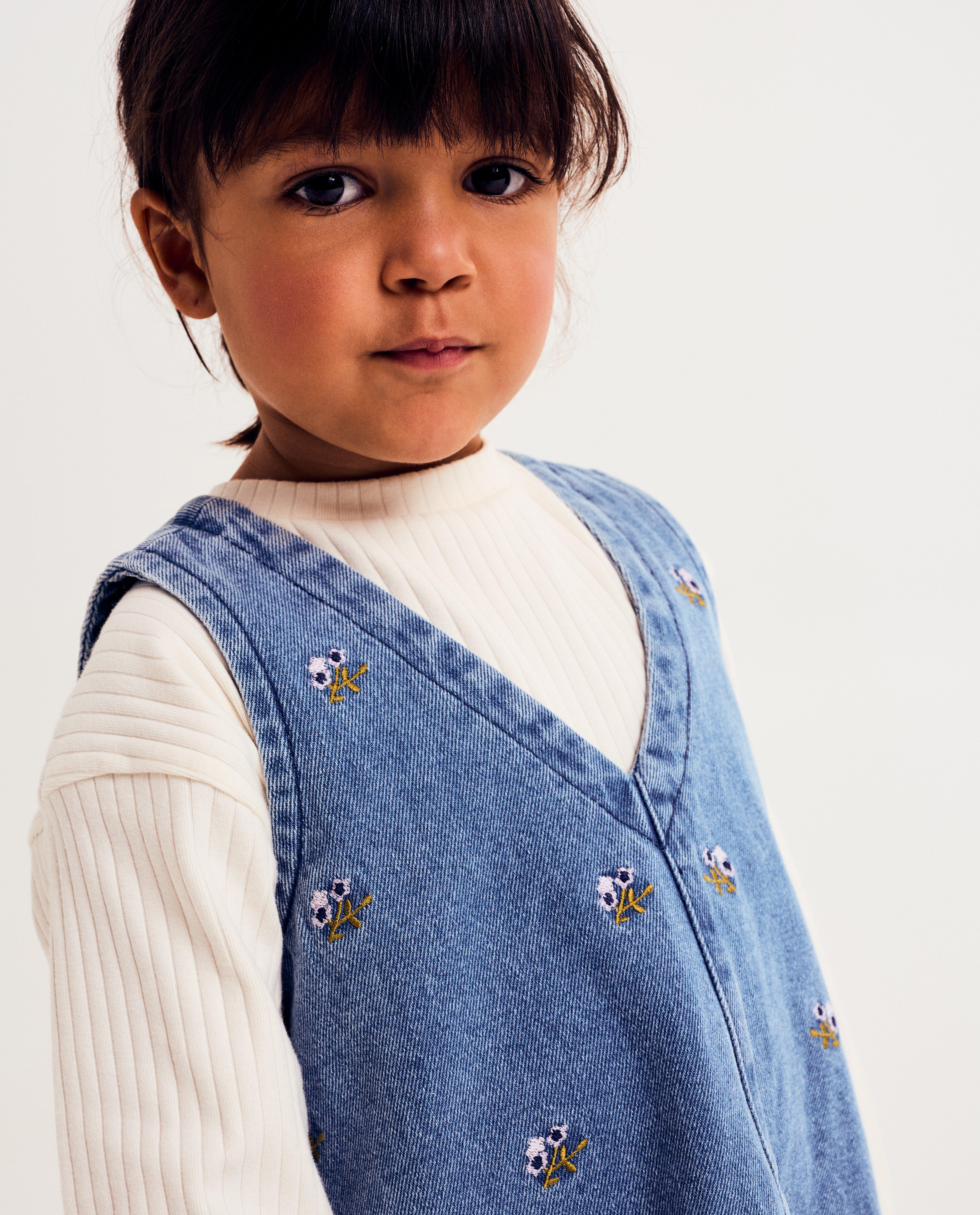 Robes - Jeansjurk met geborduurde bloemen
