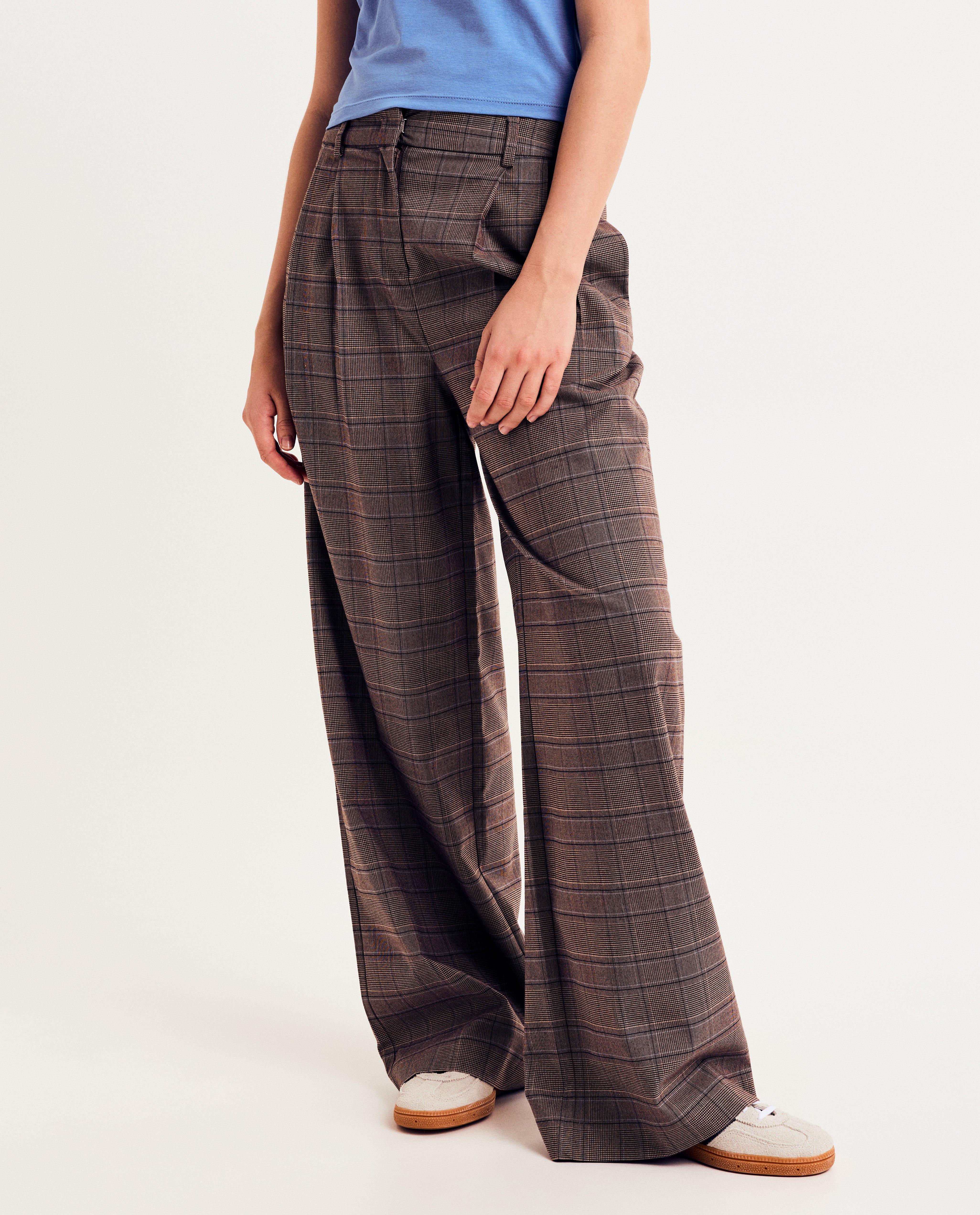 Broeken - Broek met ruiten, wide fit