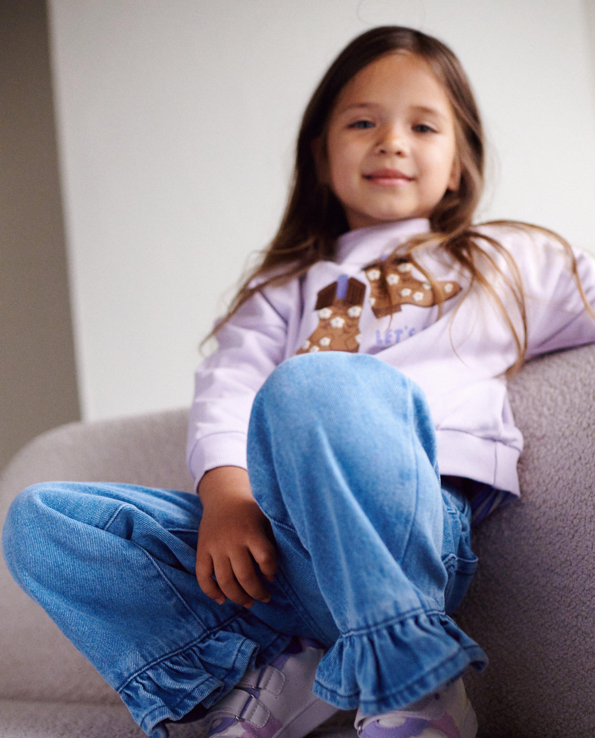 Jeansbroek met volantboorden, straight fit - null - Milla Star
