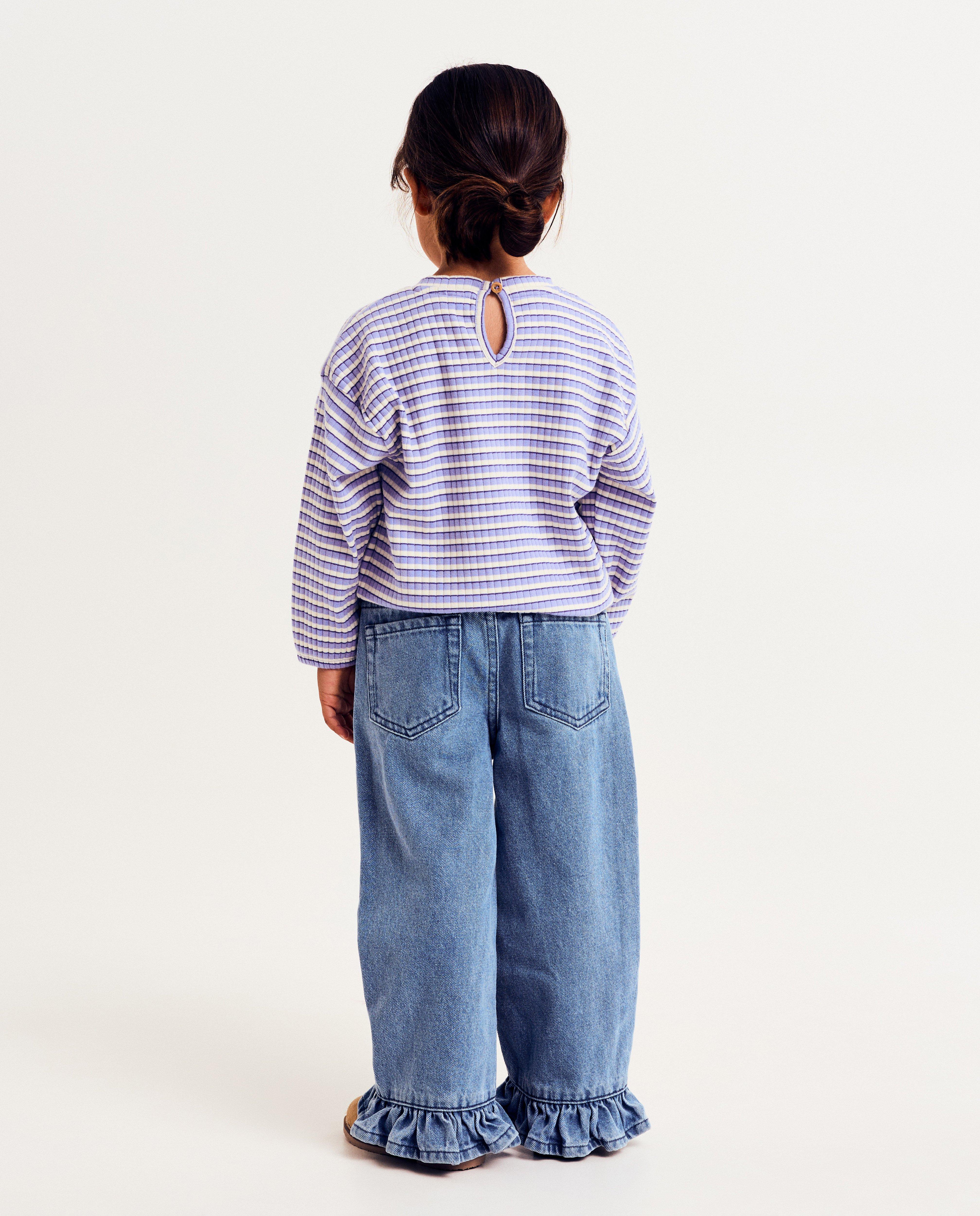 Jeans - Jeansbroek met volantboorden, straight fit