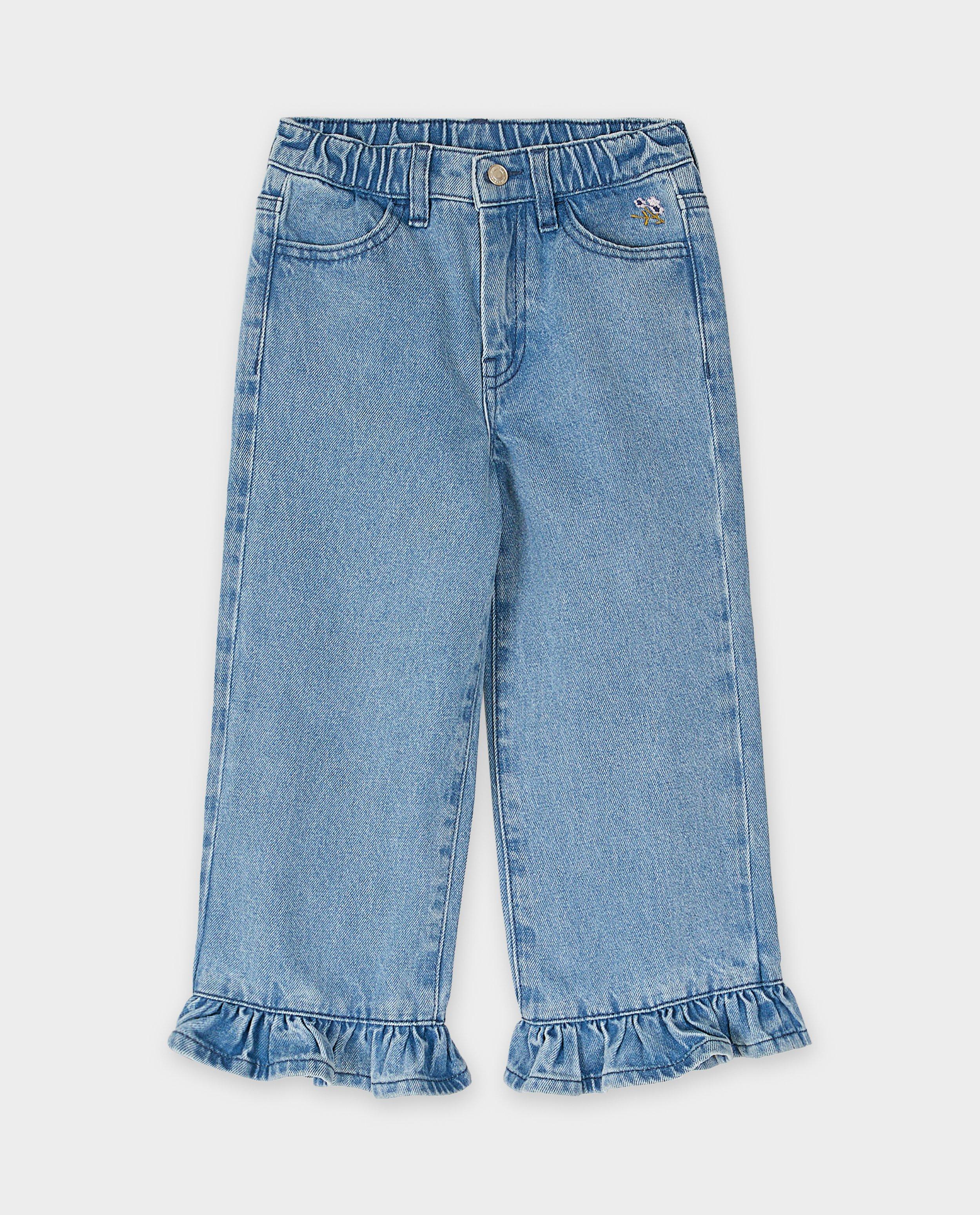 Jeans - Jeansbroek met volantboorden, straight fit