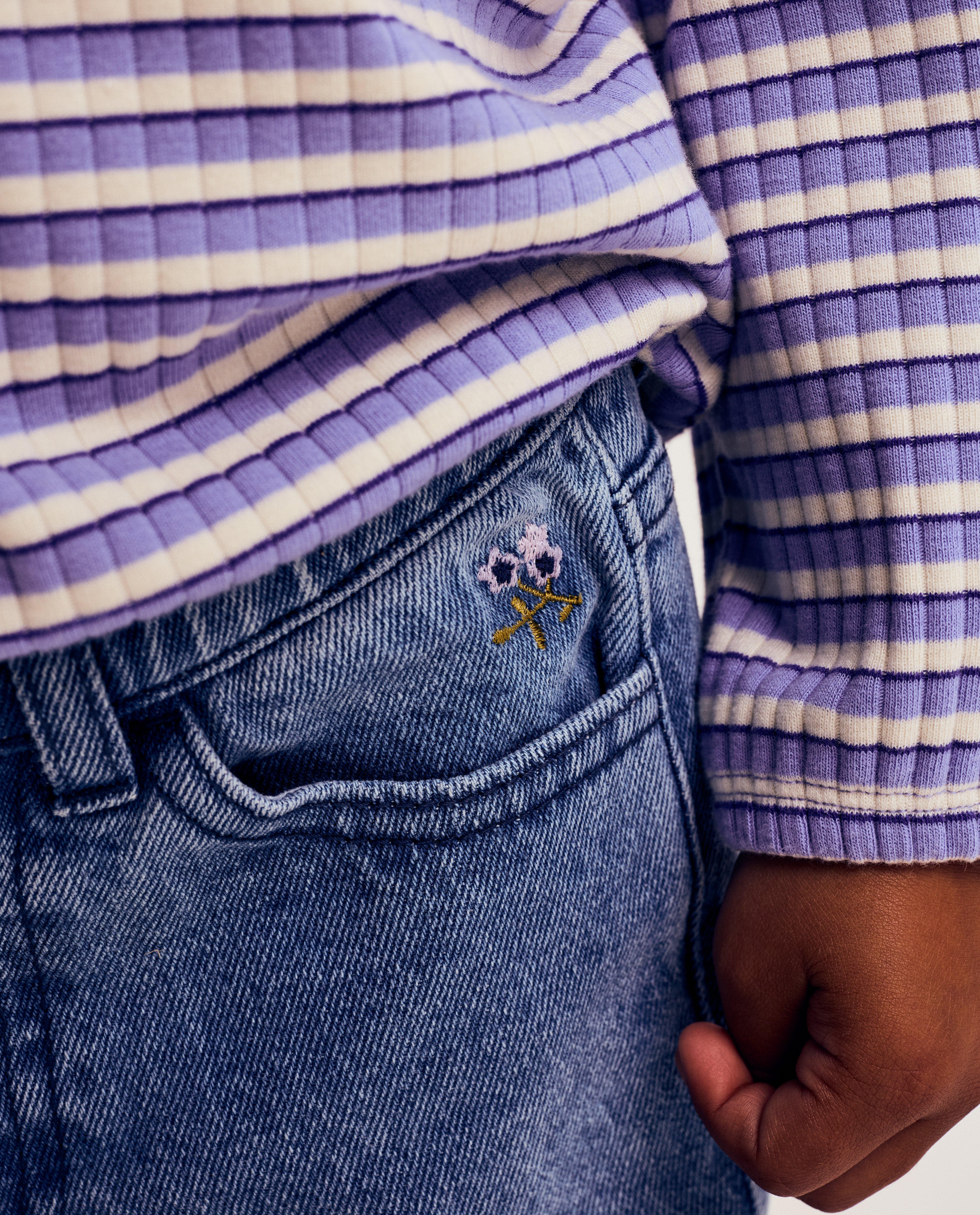 Jeans - Jeansbroek met volantboorden, straight fit