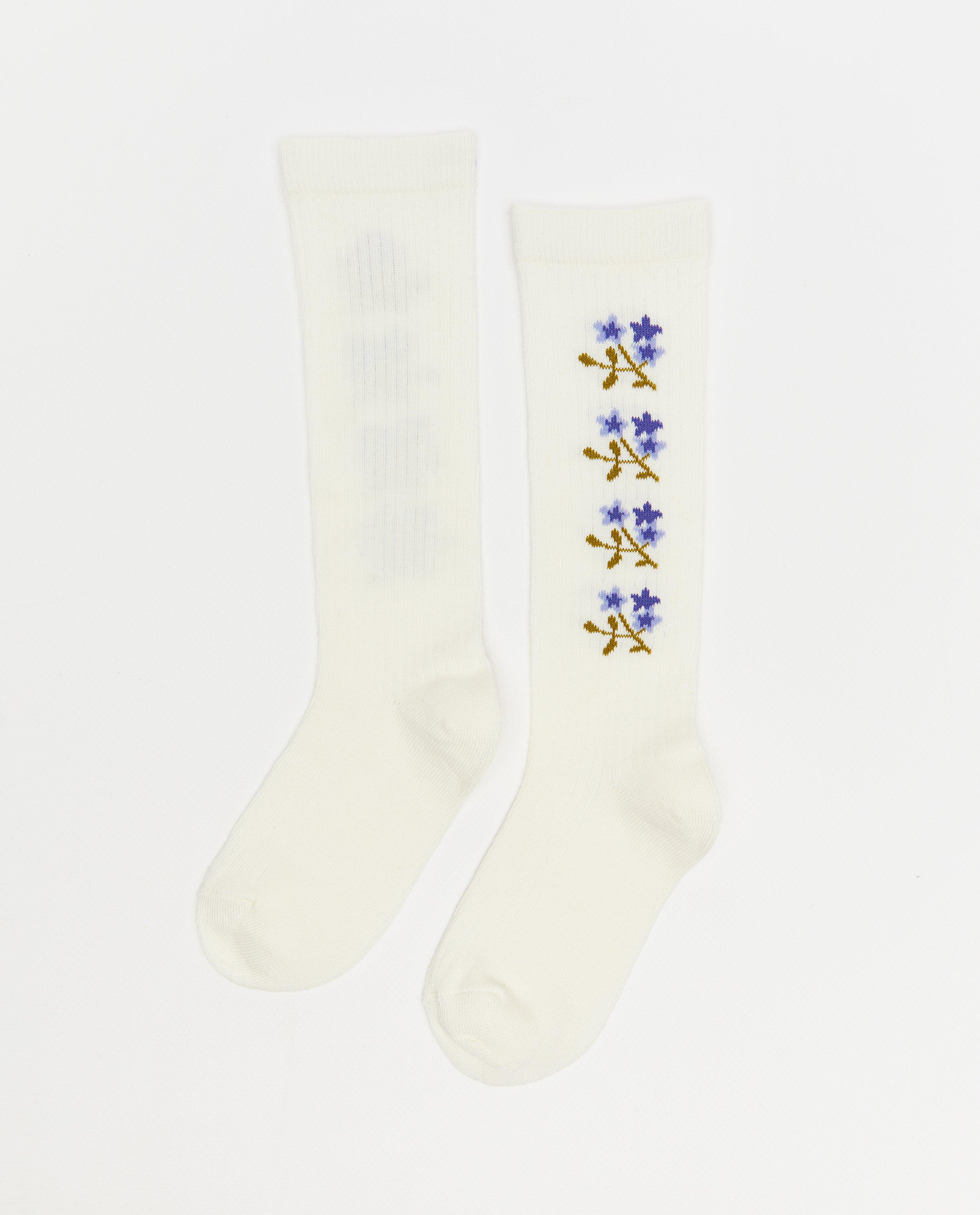 Kniekousen met geborduurde bloemen - null - Milla Star