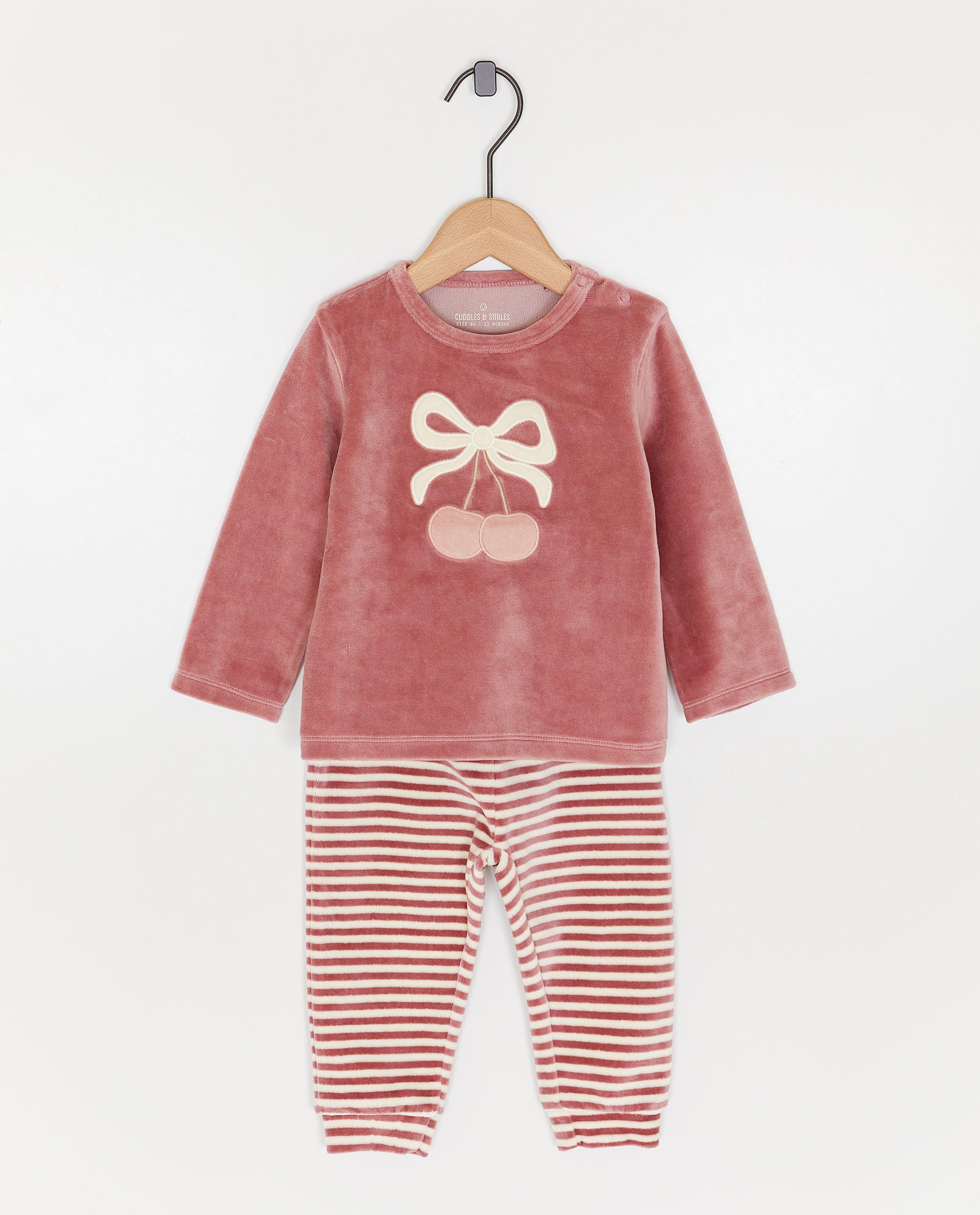 Fluwelen pyjama met bouclé kersen