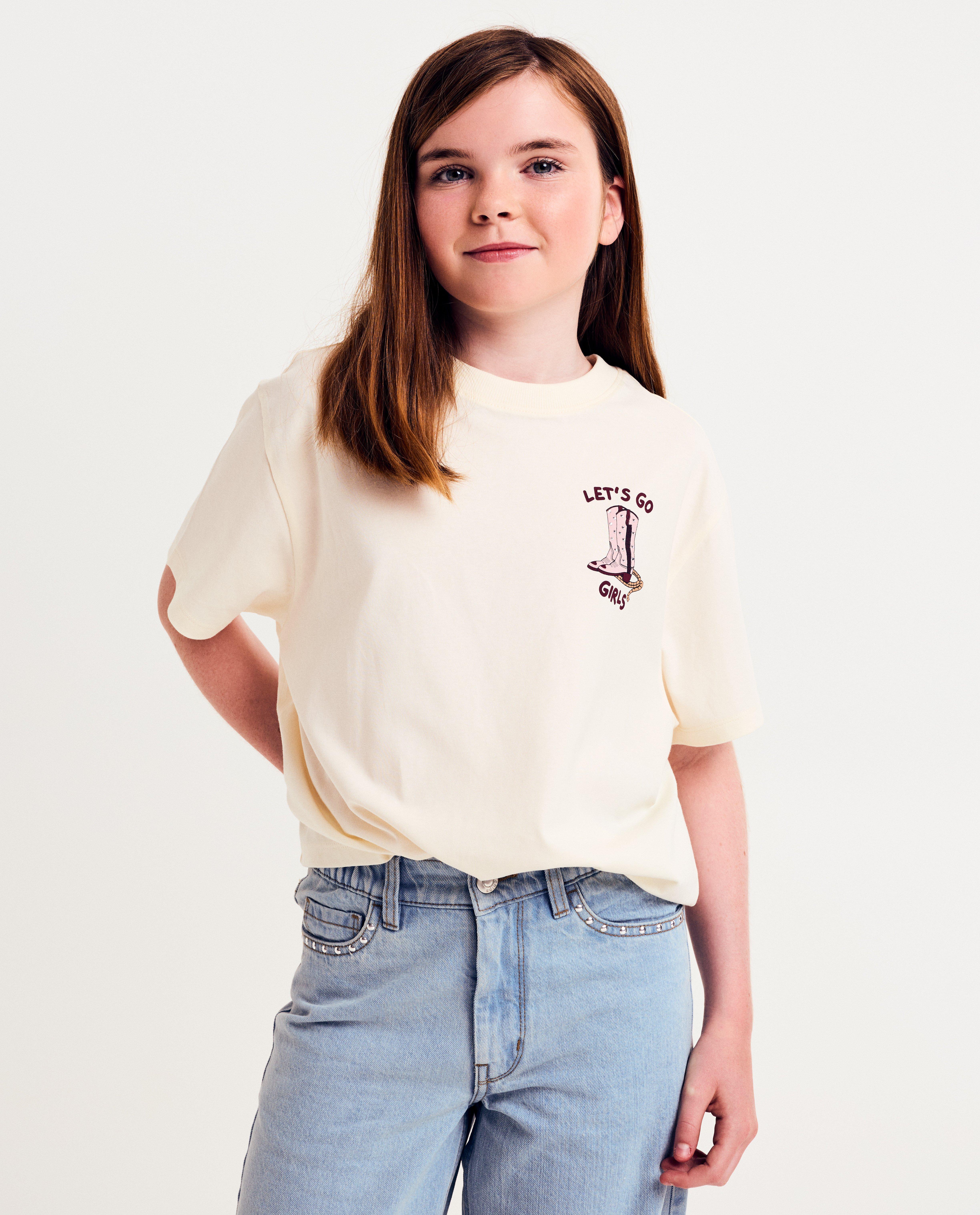 T-shirt met kleine print cowboylaarzen
