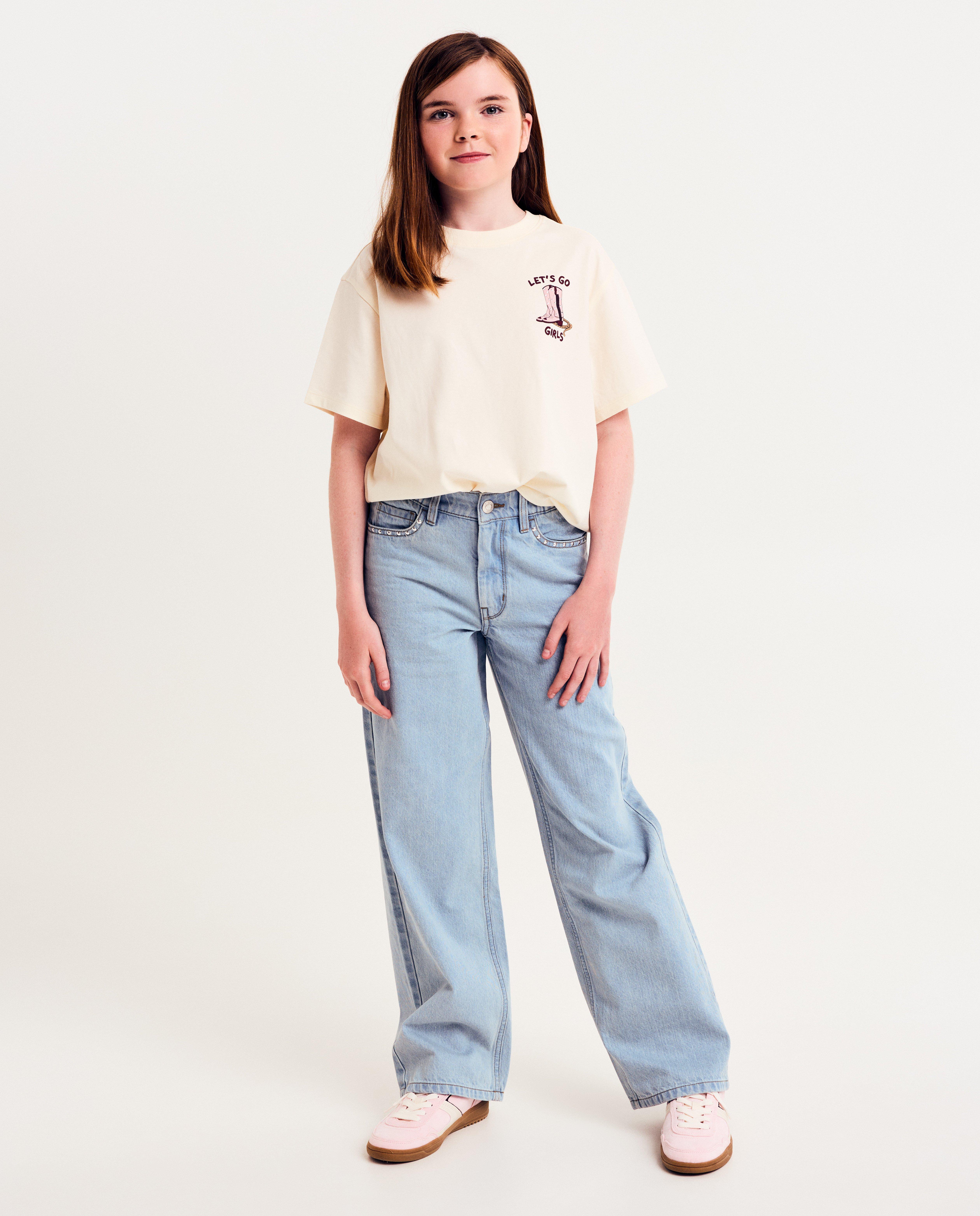 Jeans met strass-steentjes, straight fit - null - Fish & Chips